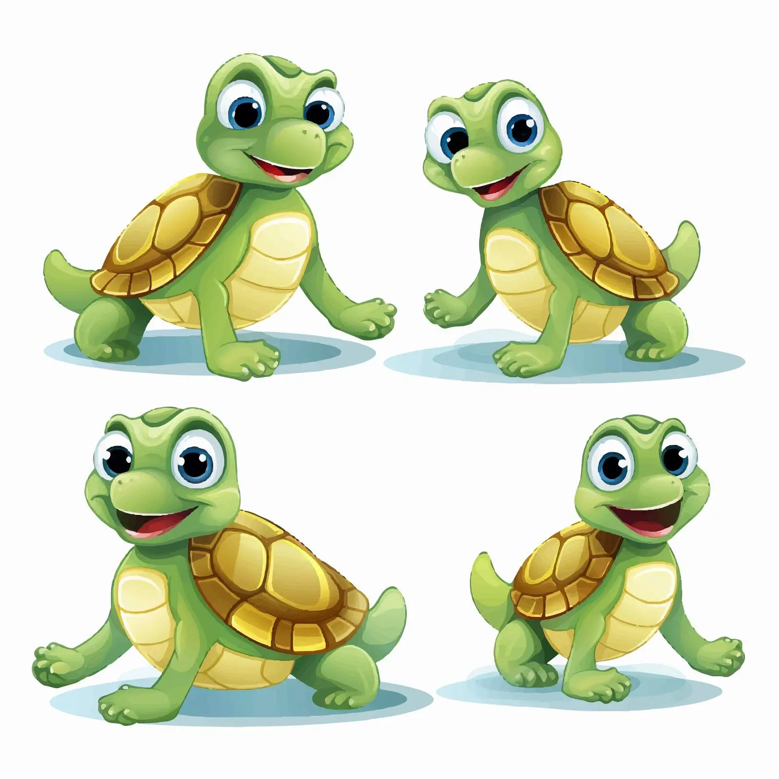 Playful Turtles Vector Illustration on White Background – free playful turtles image from Dotvec