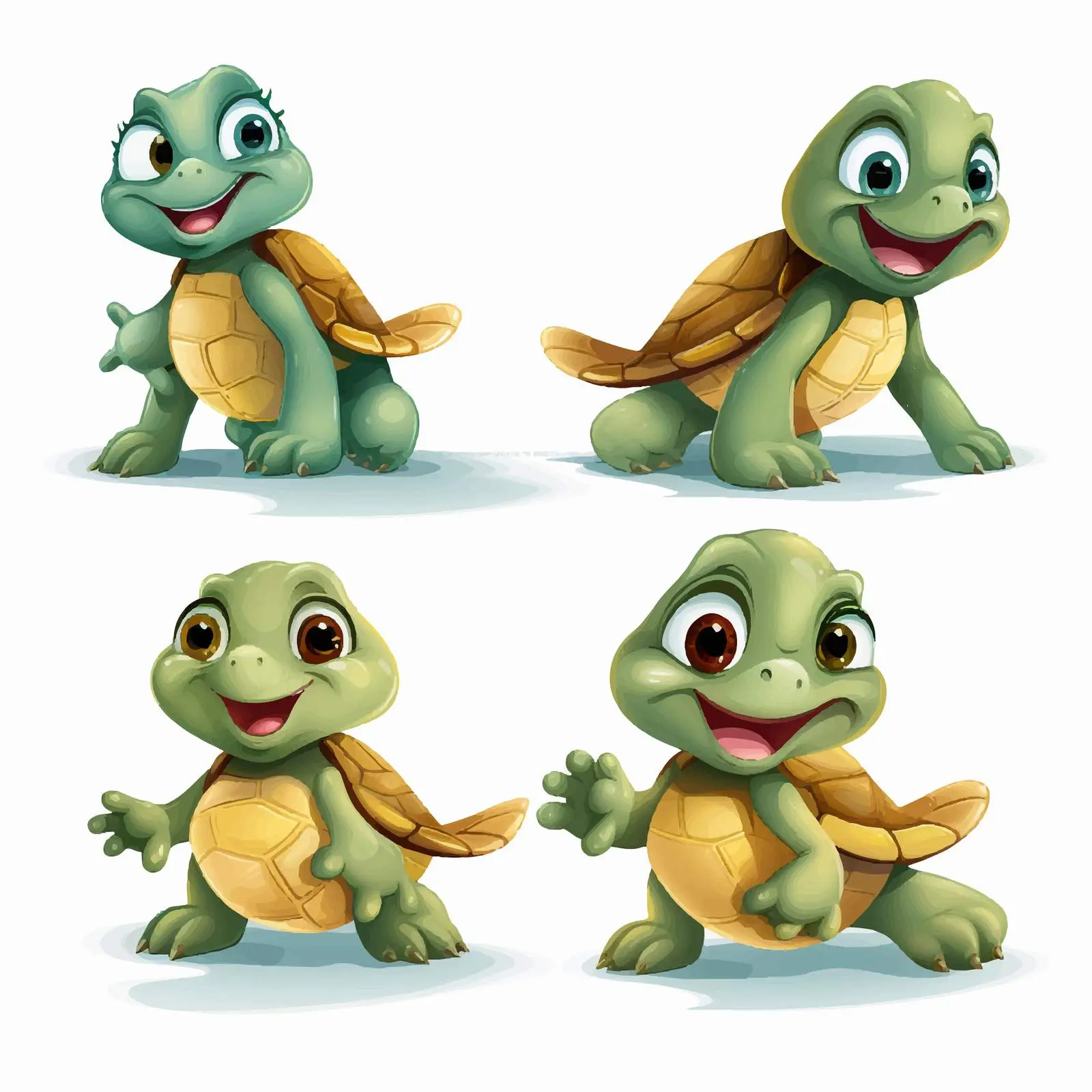 Playful Turtles Vector Illustration on White Background — free download from Dotvec