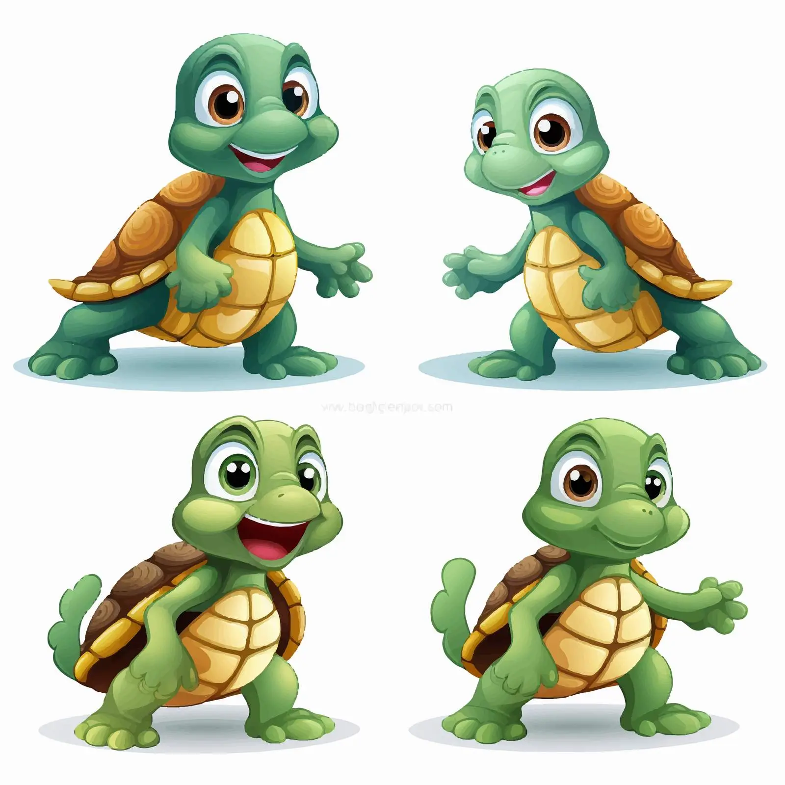 Playful Turtles Illustration on White Background — free download from Dotvec