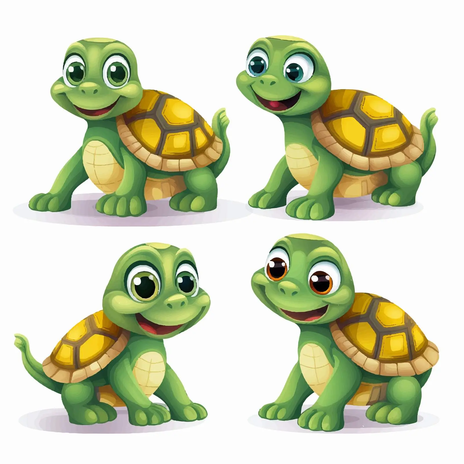 Playful Turtles Vector Illustration on White Background — free download from Dotvec