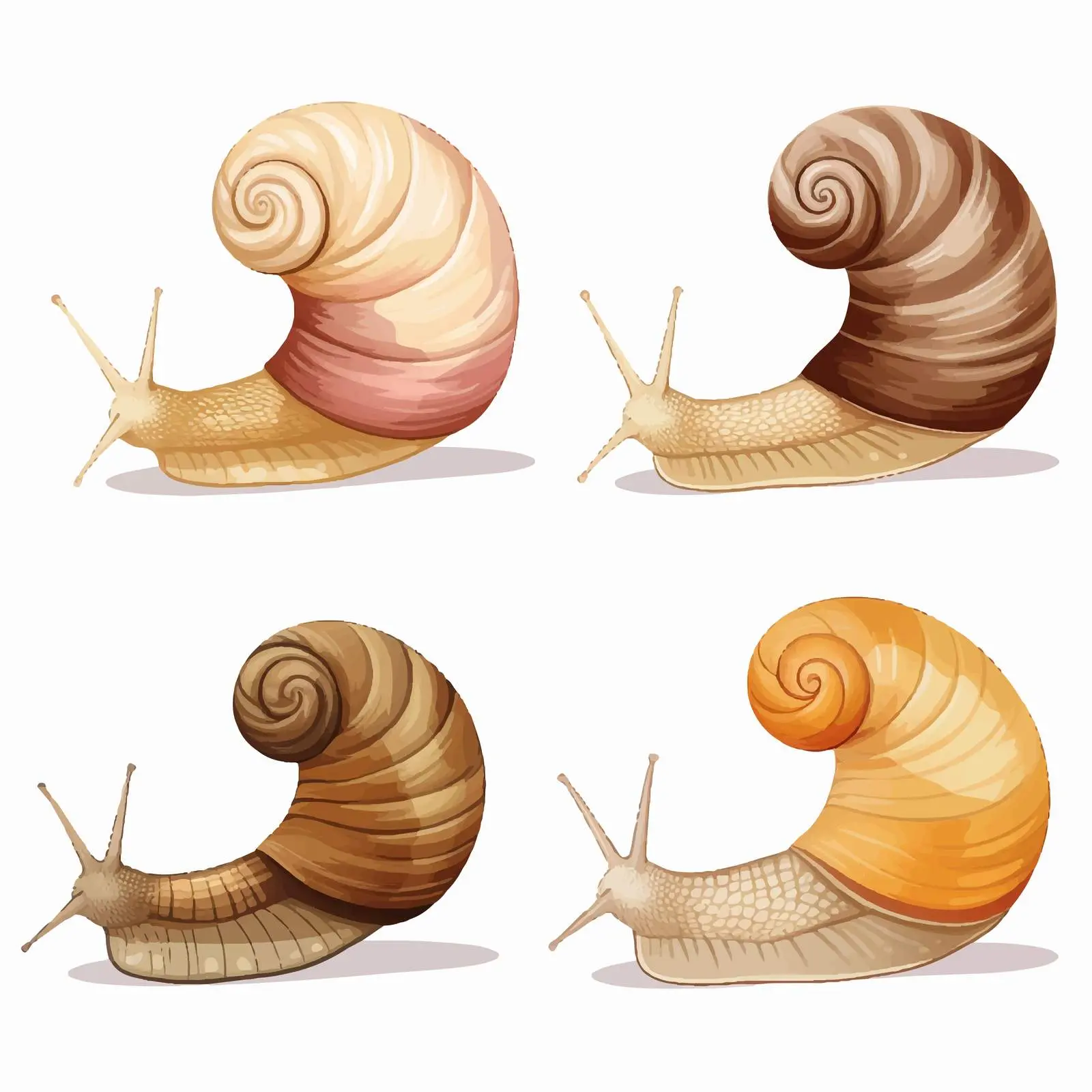 Diverse Snails with Unique Shell Designs — free download from Dotvec