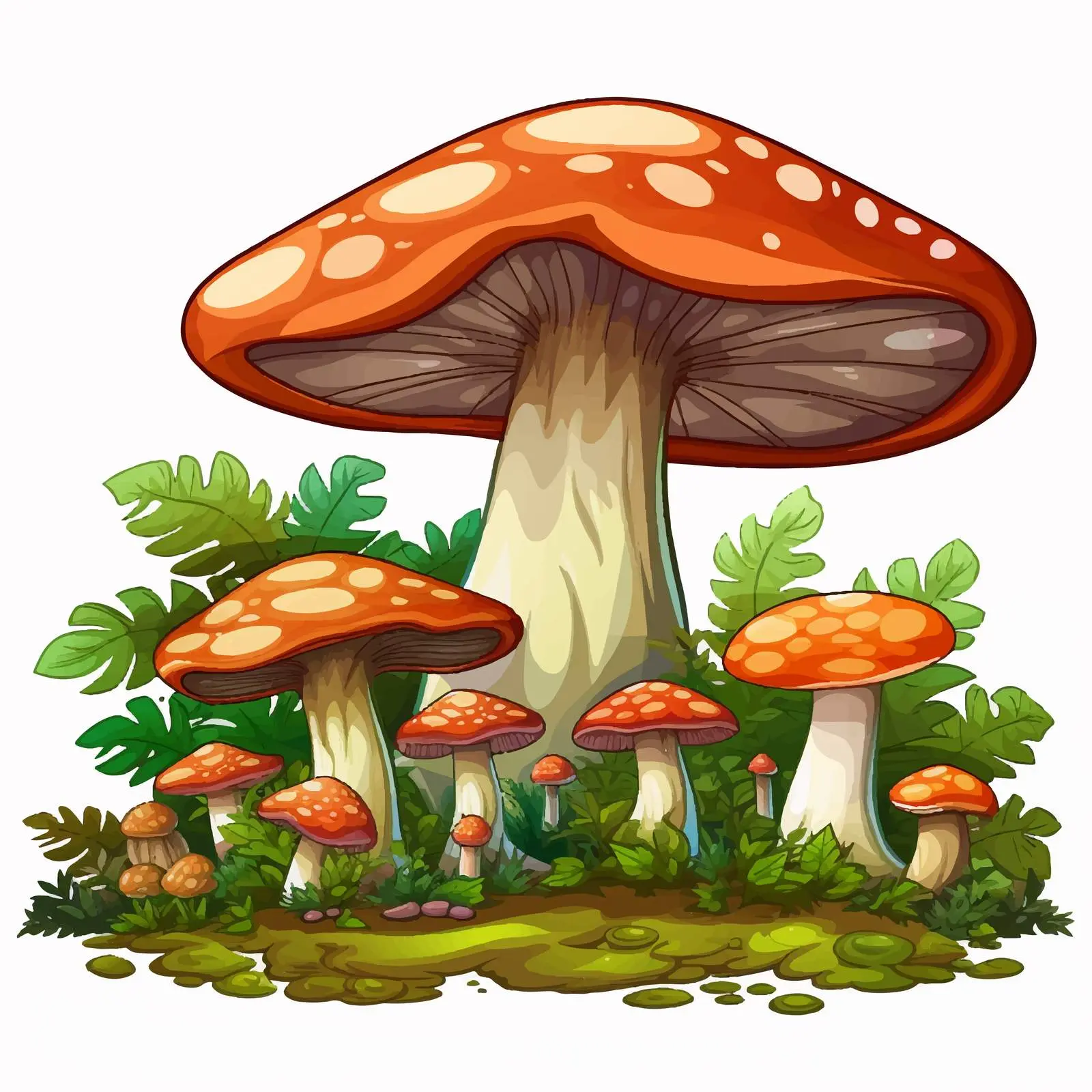 Giant Mushrooms in a Mystical Forest Illustration – free forest life image from Dotvec