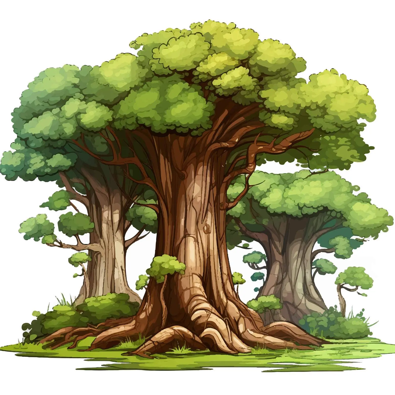 Giant Forest Trees Vector Illustration – free forest vector image from Dotvec