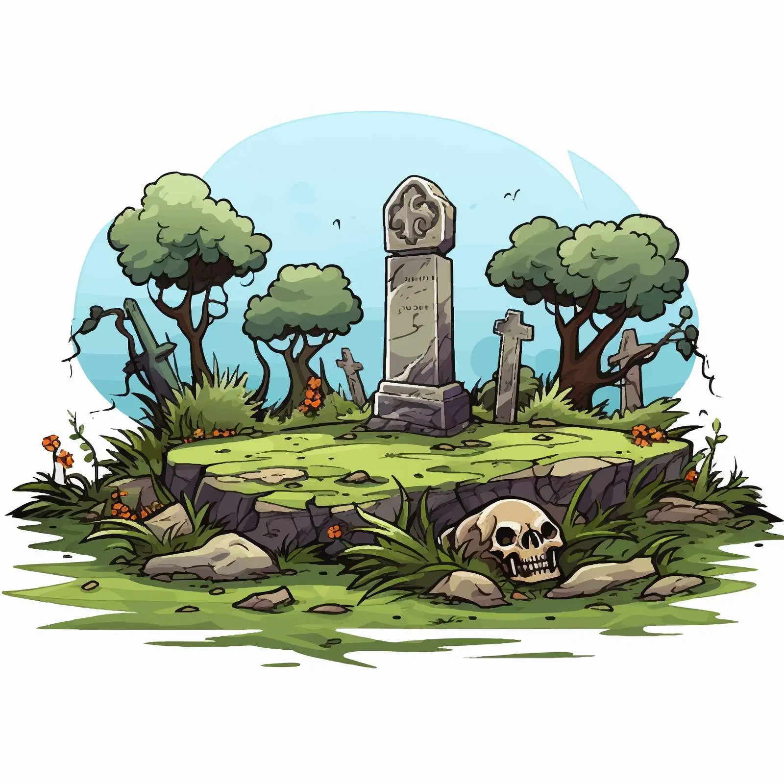 Cartoon Graveyard Vector Illustration — free download from Dotvec