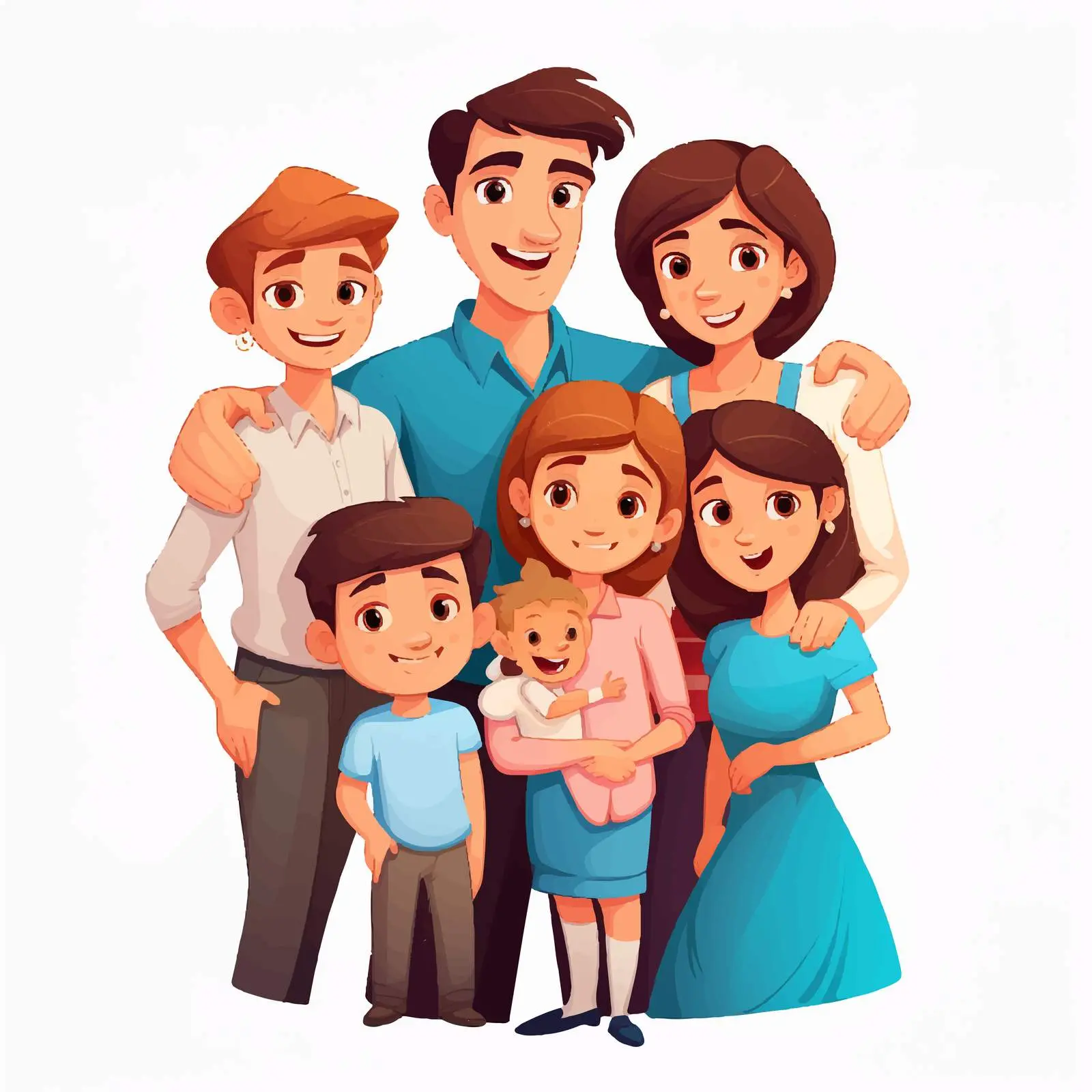 Happy Families Illustration on White Background — free download from Dotvec