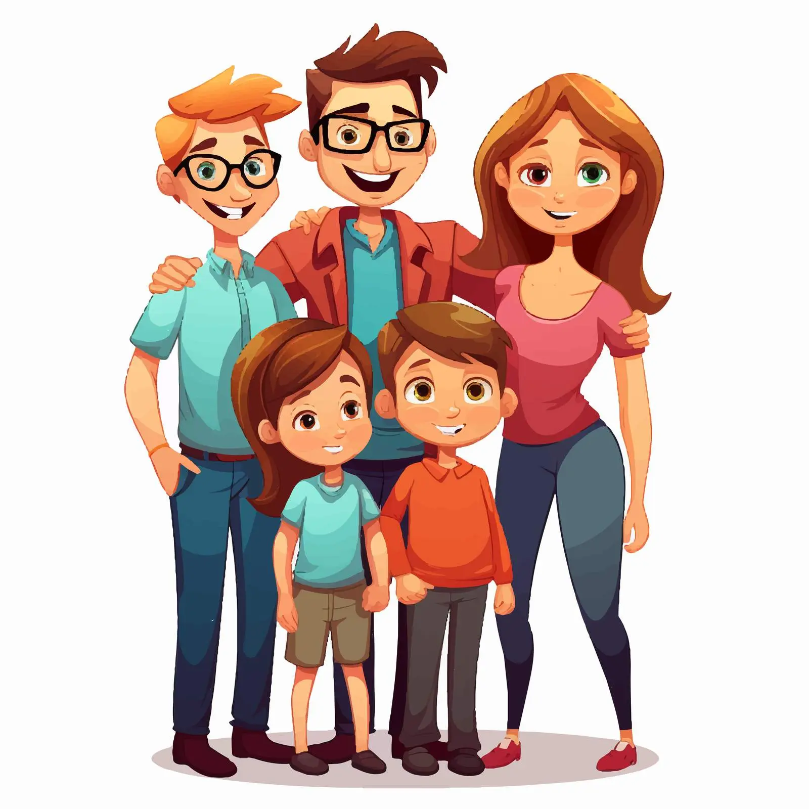 Happy Families Vector Illustration on White Background — free download from Dotvec