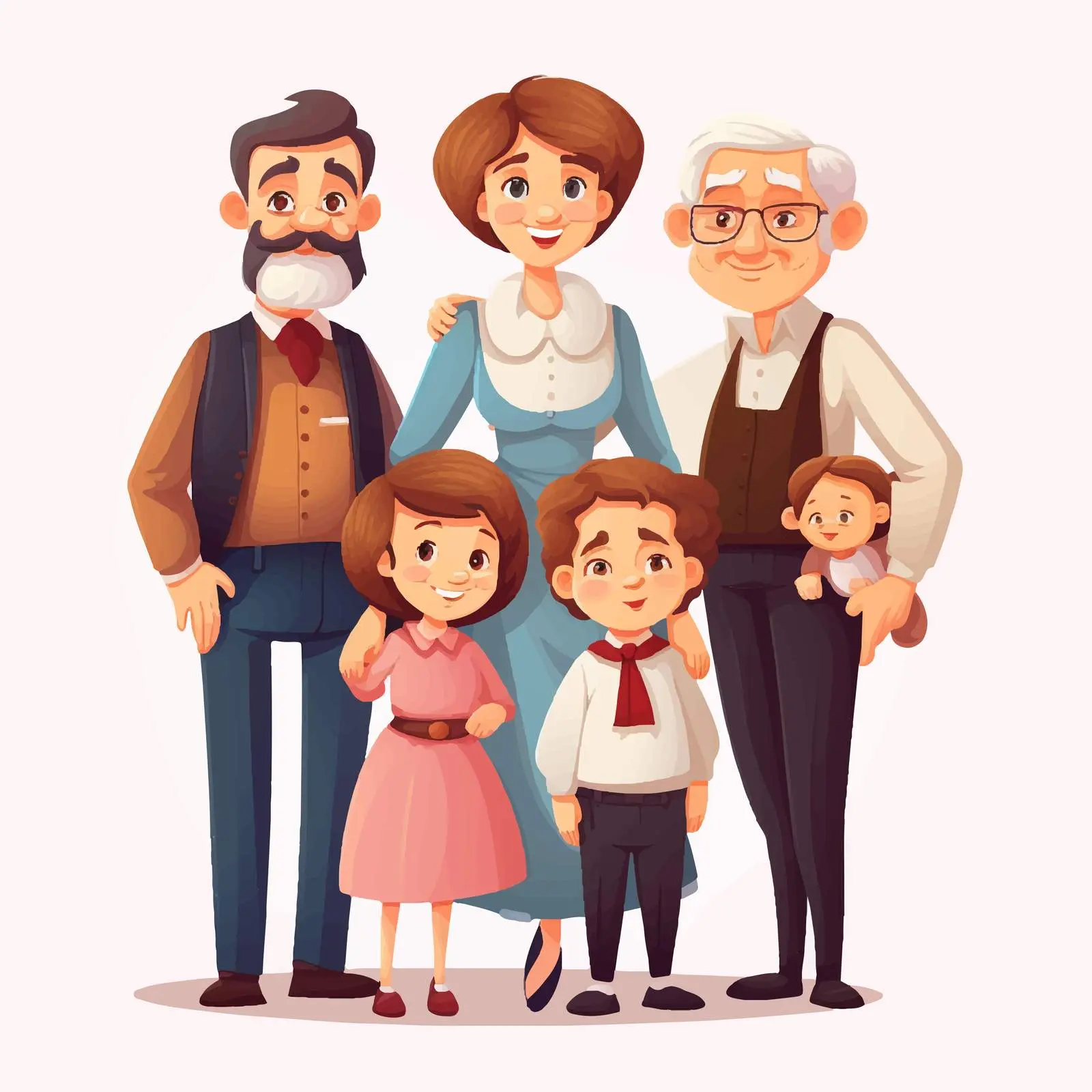 Happy Families Vector Illustration on White Background — free download from Dotvec