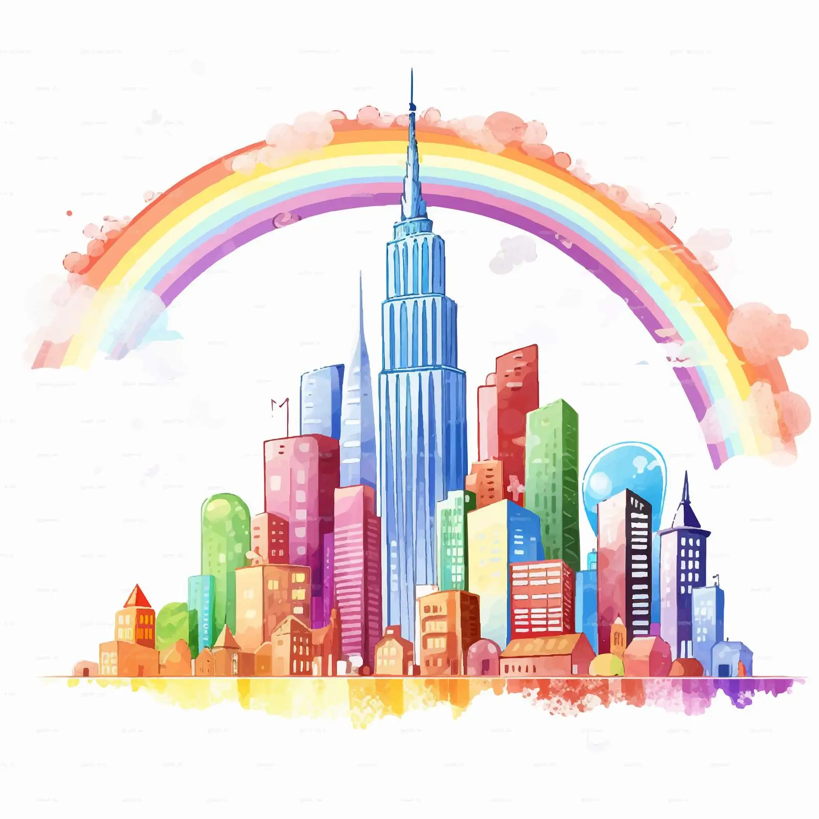 High Buildings with Rainbow Illustration — free download from Dotvec