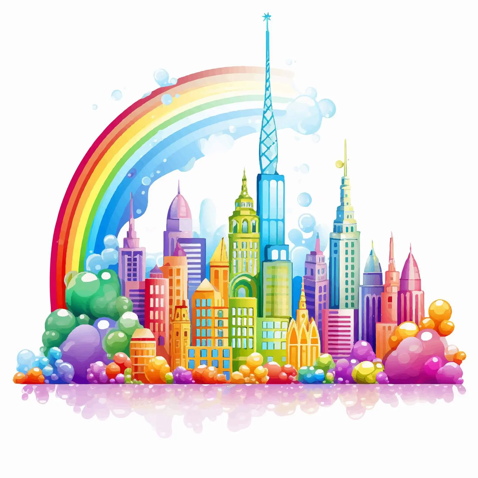 High Buildings with Rainbow Illustration — free download from Dotvec