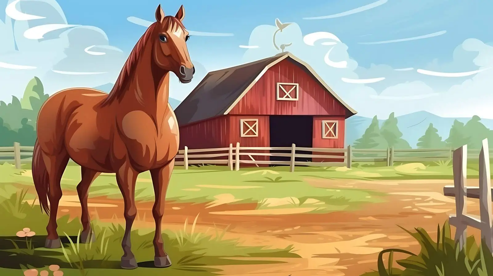 Horses at Farm Illustration — free download from Dotvec