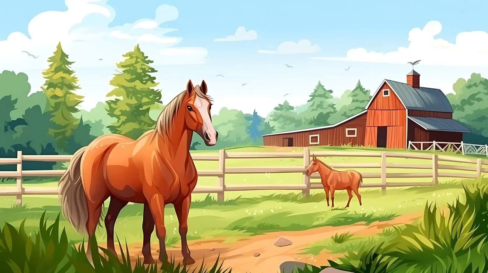 Horses at Farm Illustration — free download from Dotvec