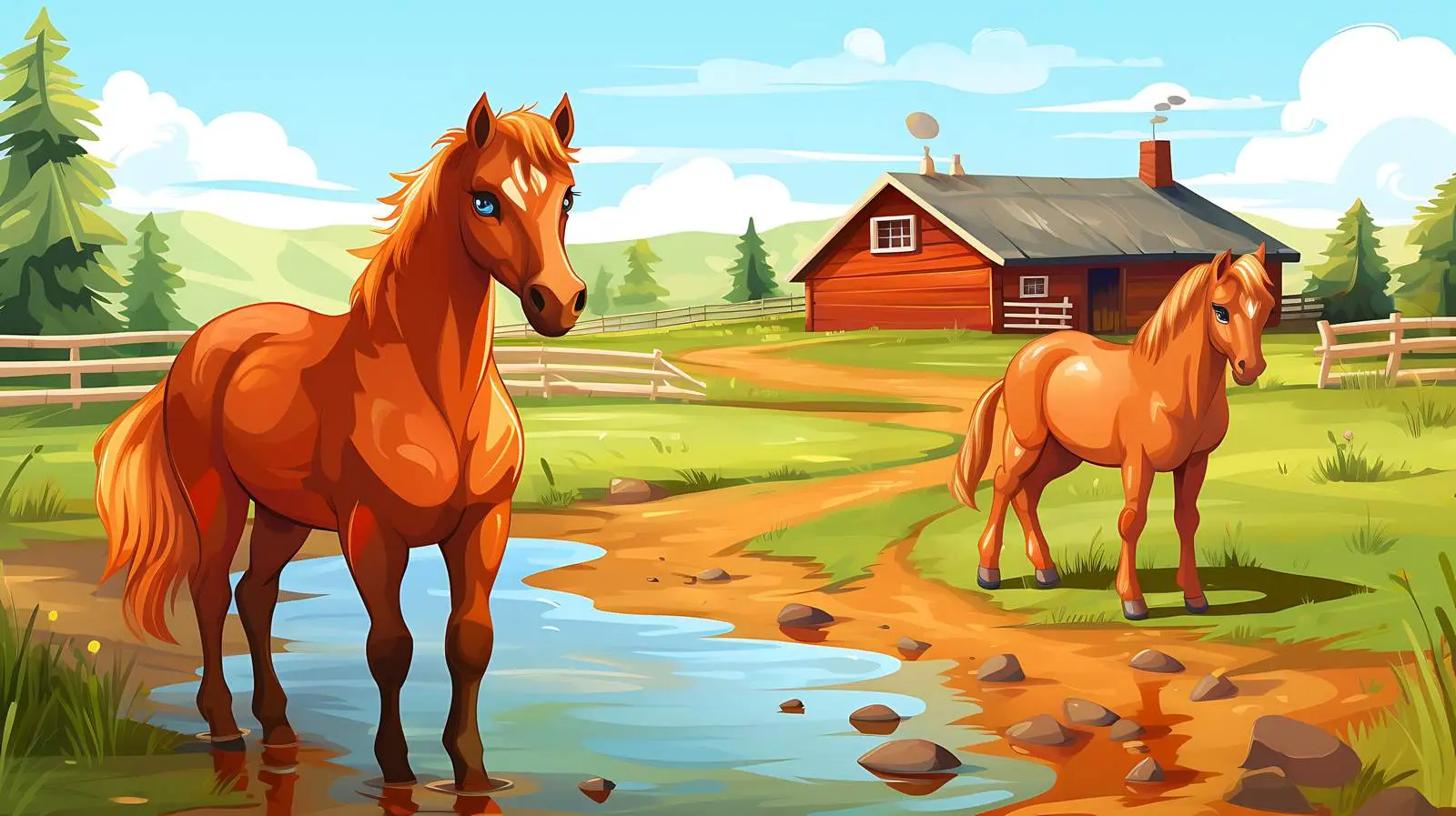 Horse Farm Scene — free download from Dotvec