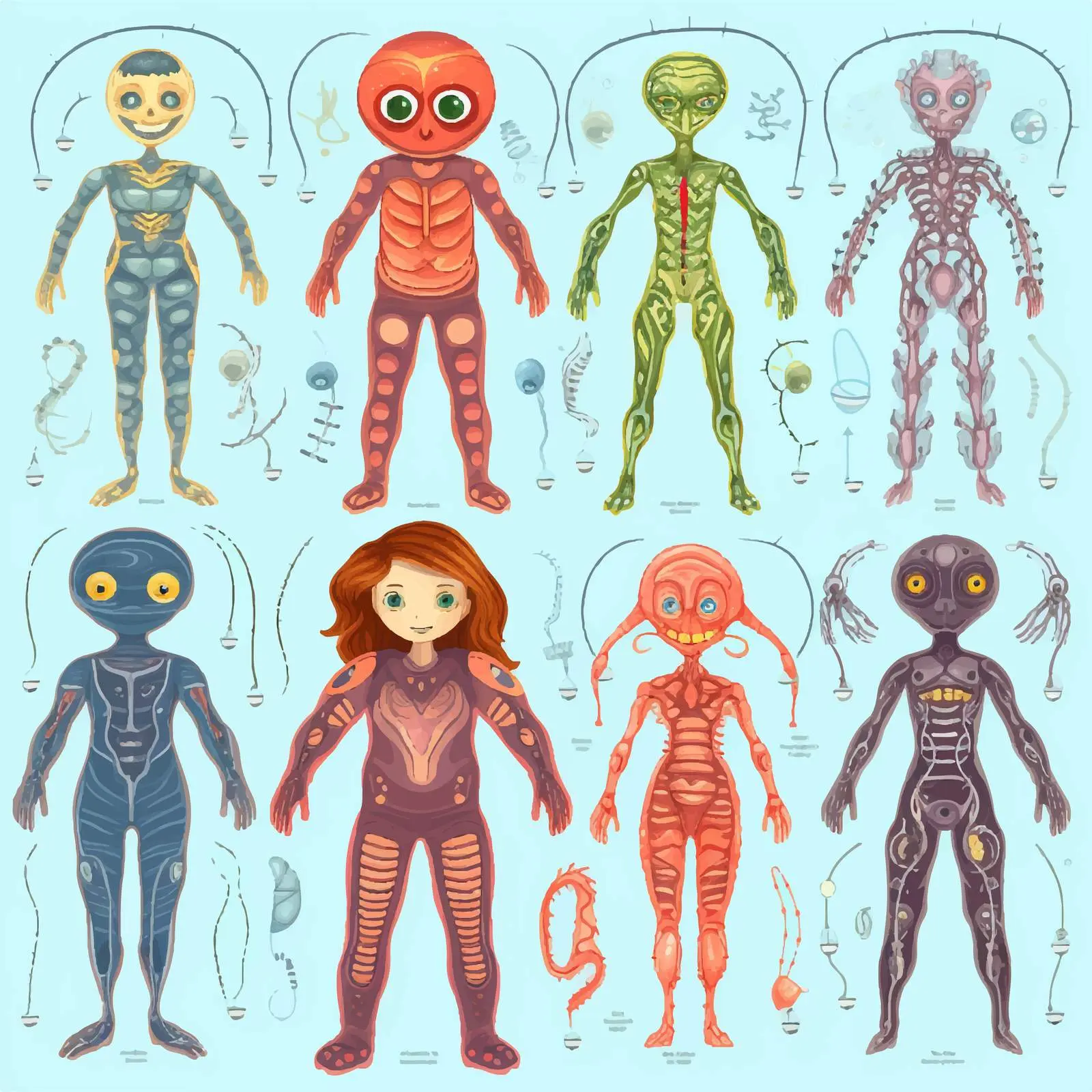 Cartoon Illustration of Human Body Systems — free download from Dotvec
