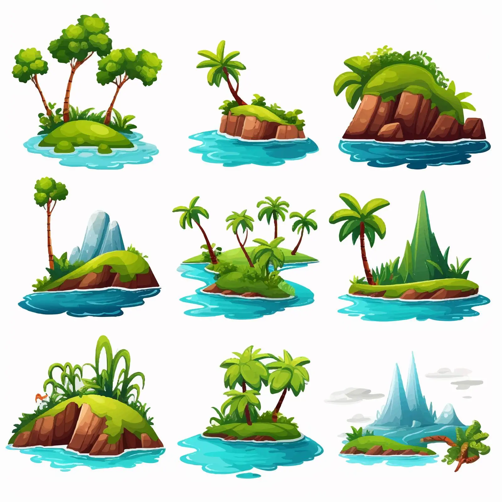 Islands Illustration with Various Signs on White Background — free download from Dotvec
