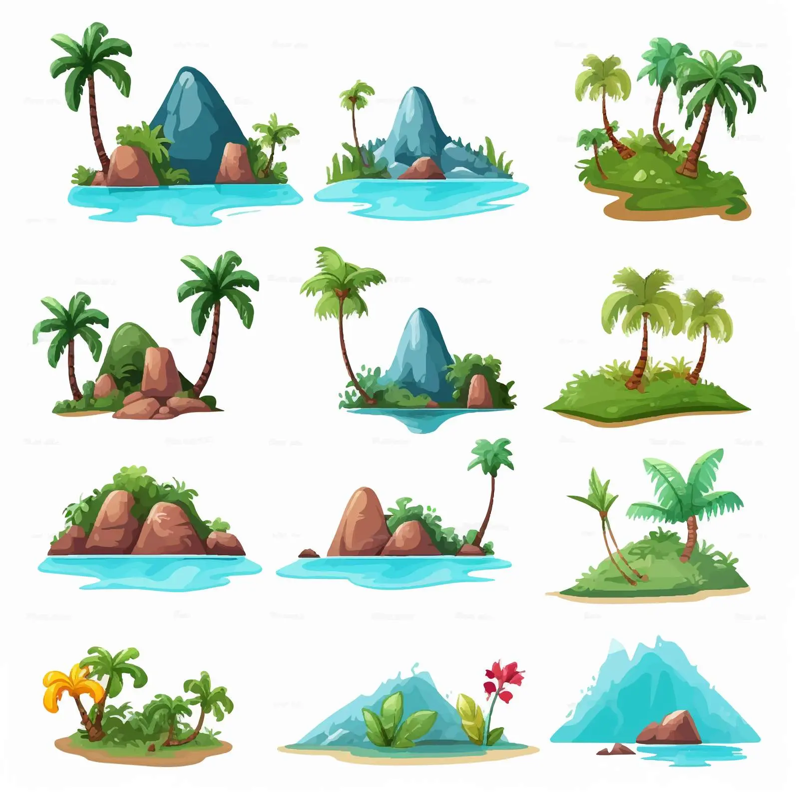 Islands Illustration with Various Signs — free download from Dotvec