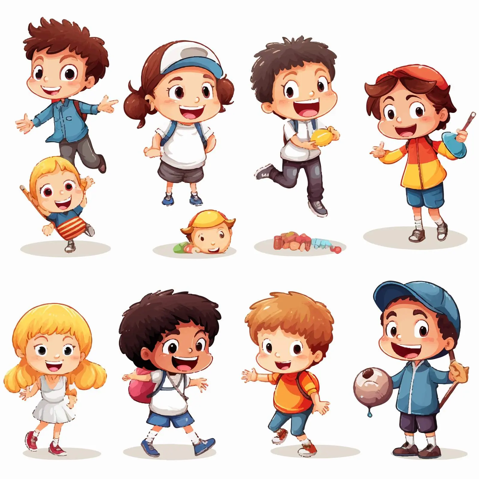 Kids Engaging in Various Activities Illustration — free download from Dotvec