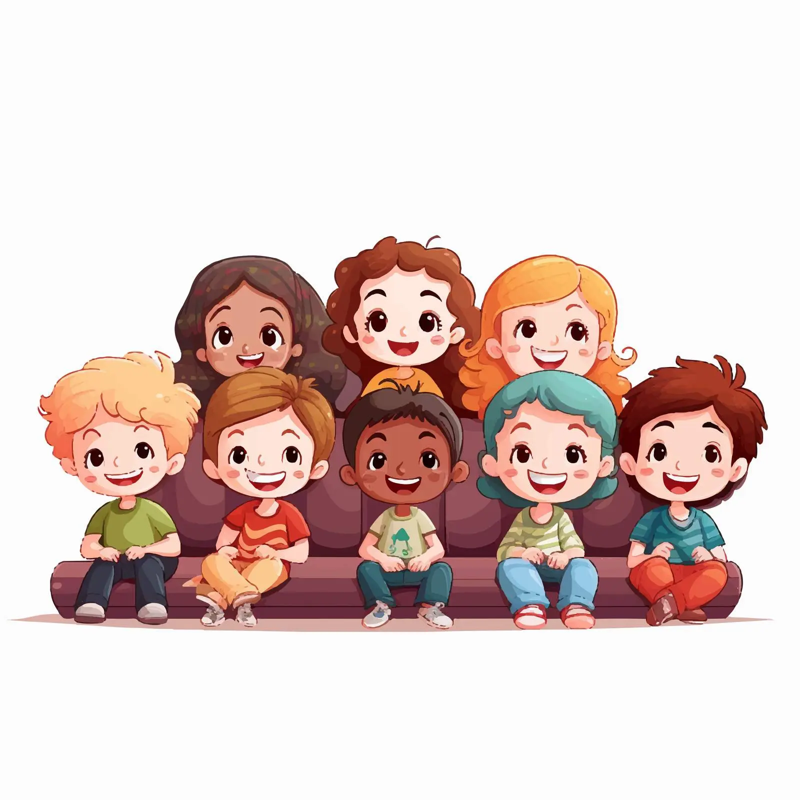 Children Sitting on White Background Vector Illustration — free download from Dotvec