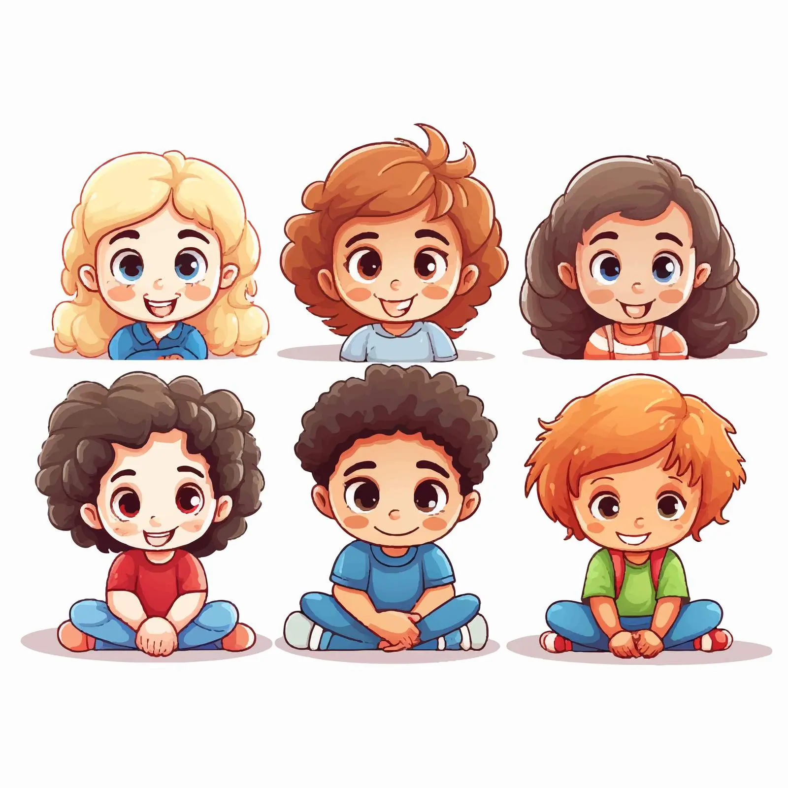 Kids Sitting Illustration on White Background — free download from Dotvec