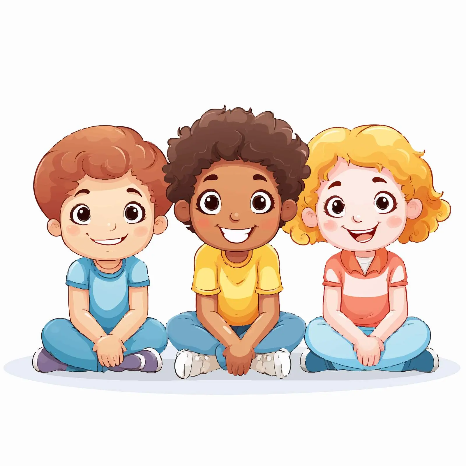 Kids Sitting on White Background Illustration — free download from Dotvec