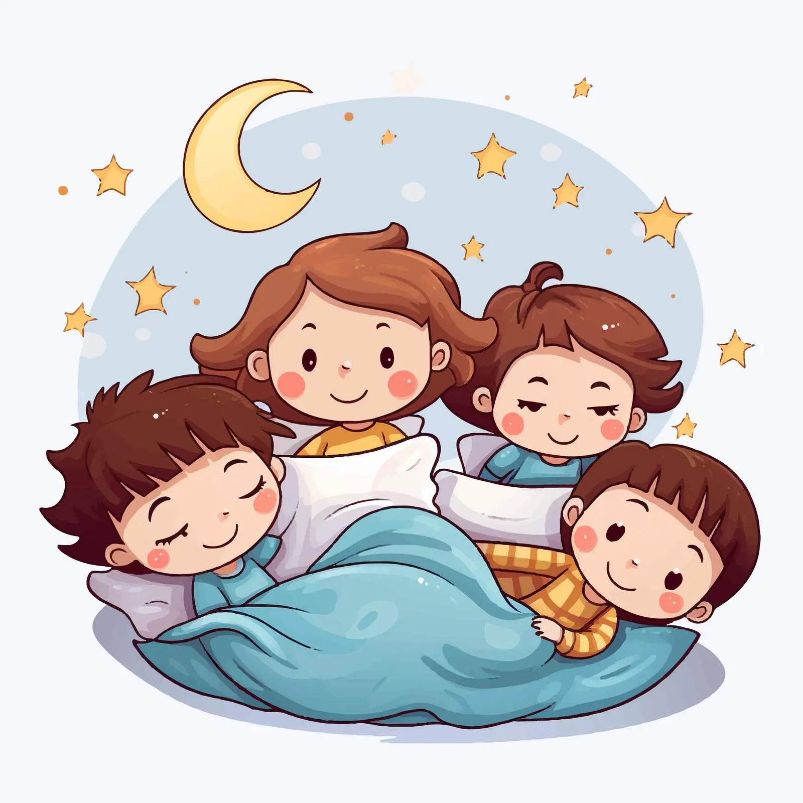 Kids Sleeping Soundly Illustration on White Background — free download from Dotvec