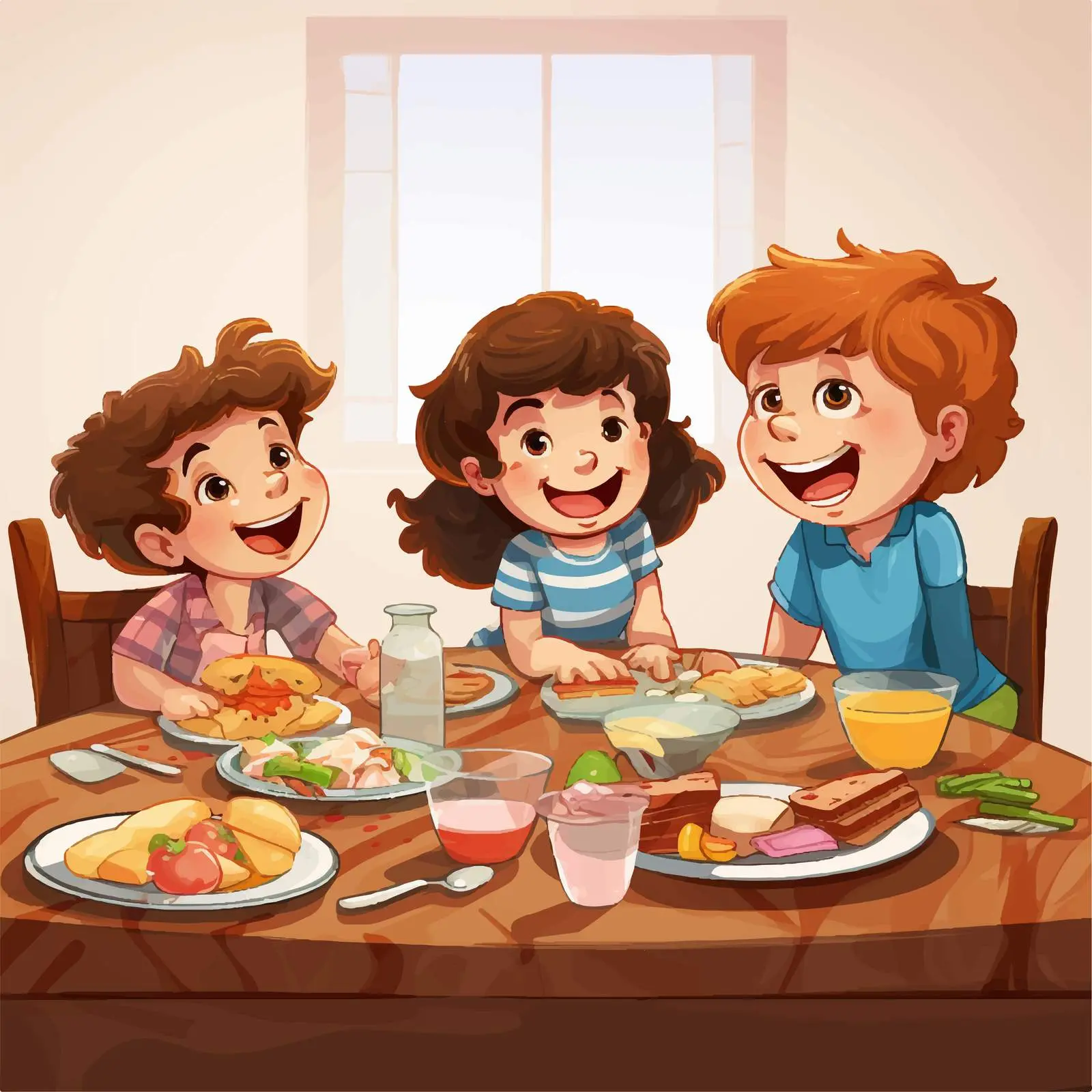 Kids Enjoying Food at a Festive Table — free download from Dotvec