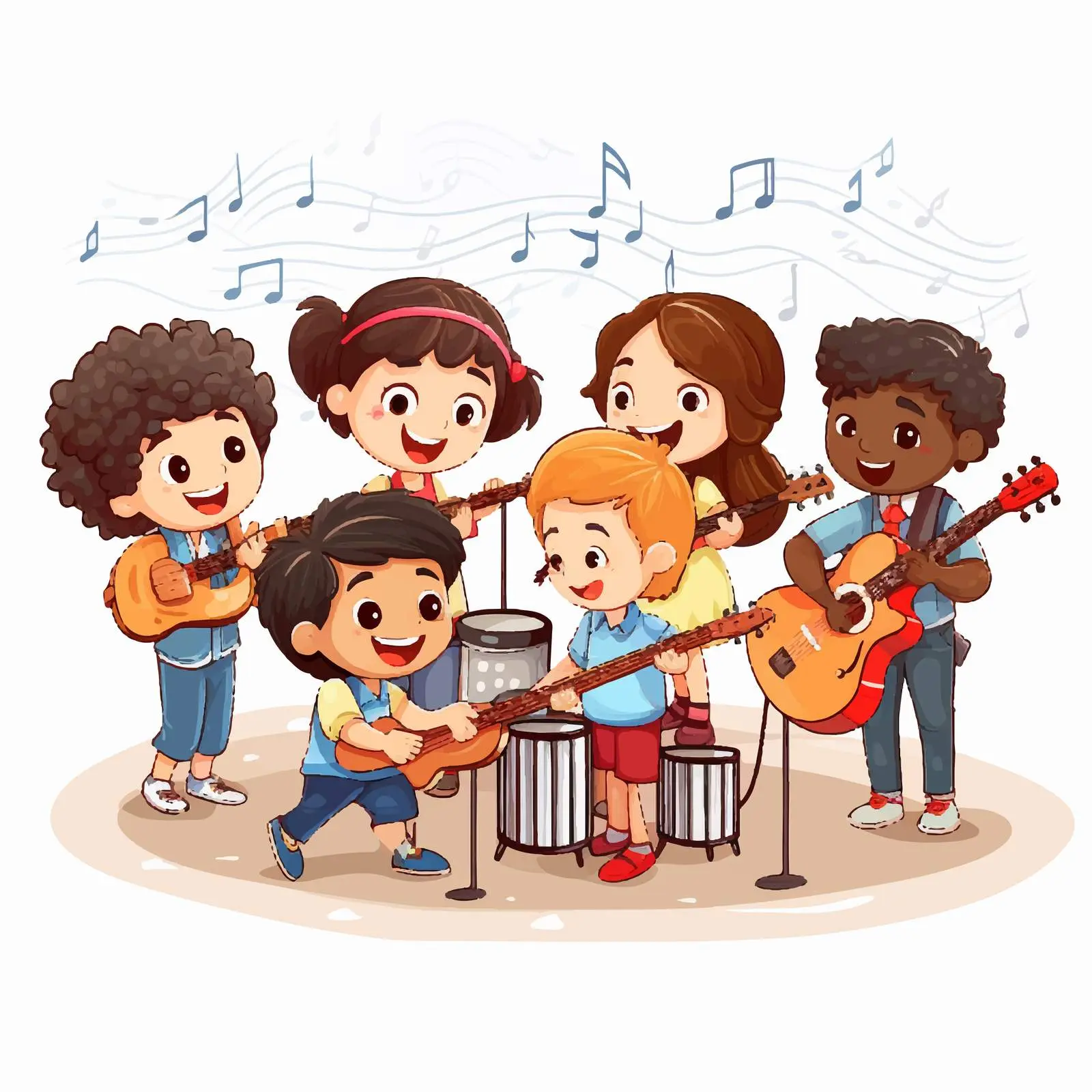 Kids Showcasing Musical Talents Illustration — free download from Dotvec