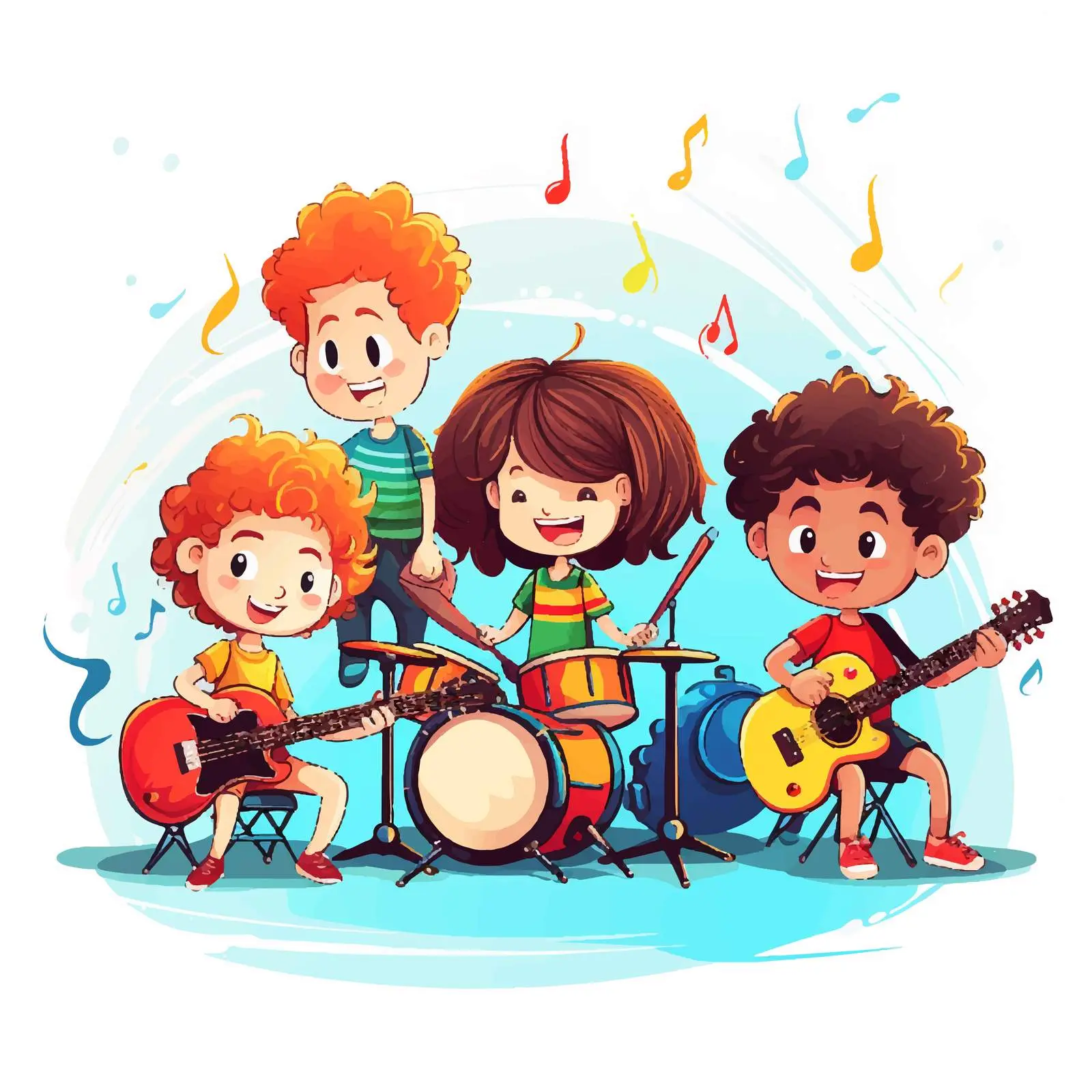 Kids Showcasing Musical Talents in Vector Art — free download from Dotvec