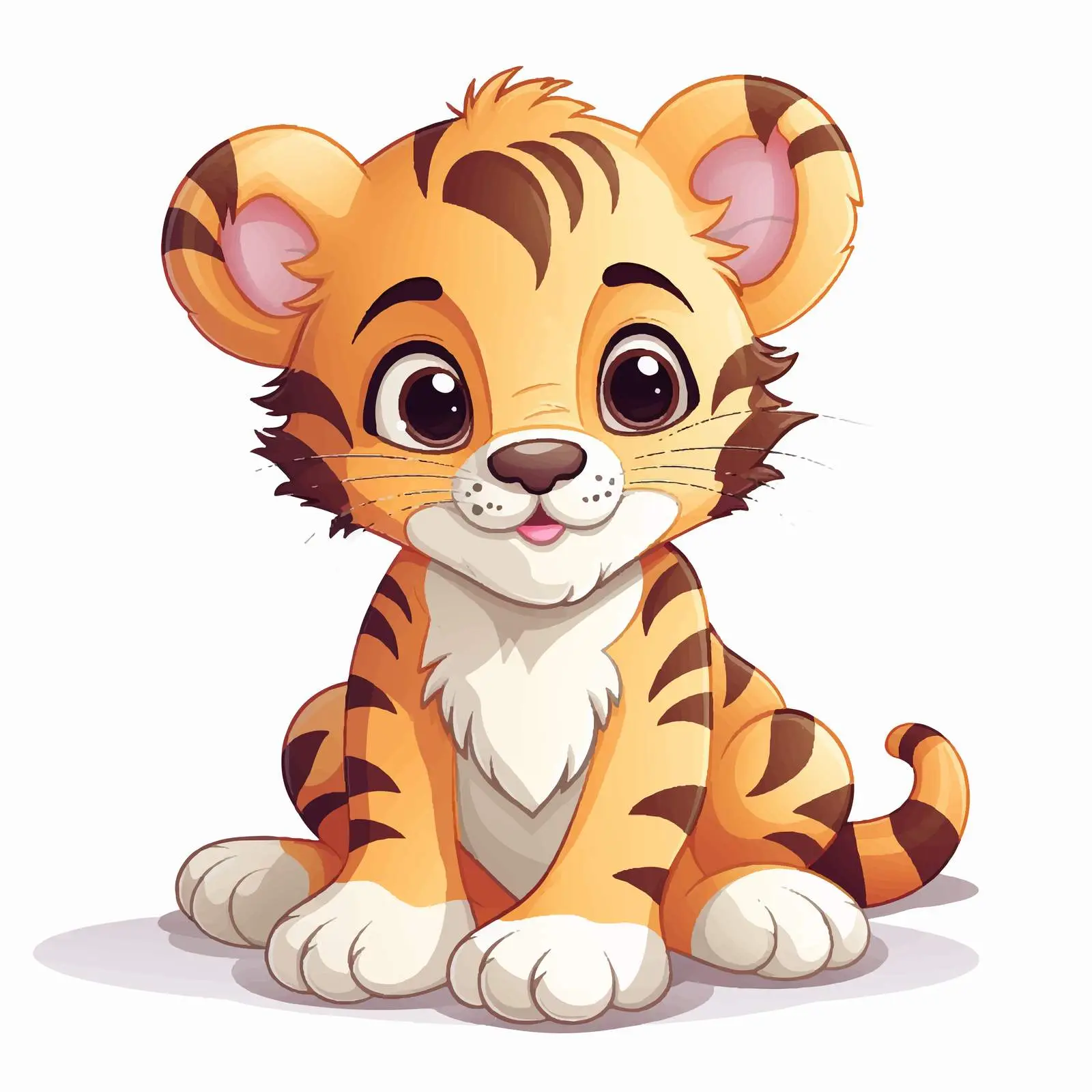 Little Tiger Illustration on White Background – free cute tiger image from Dotvec