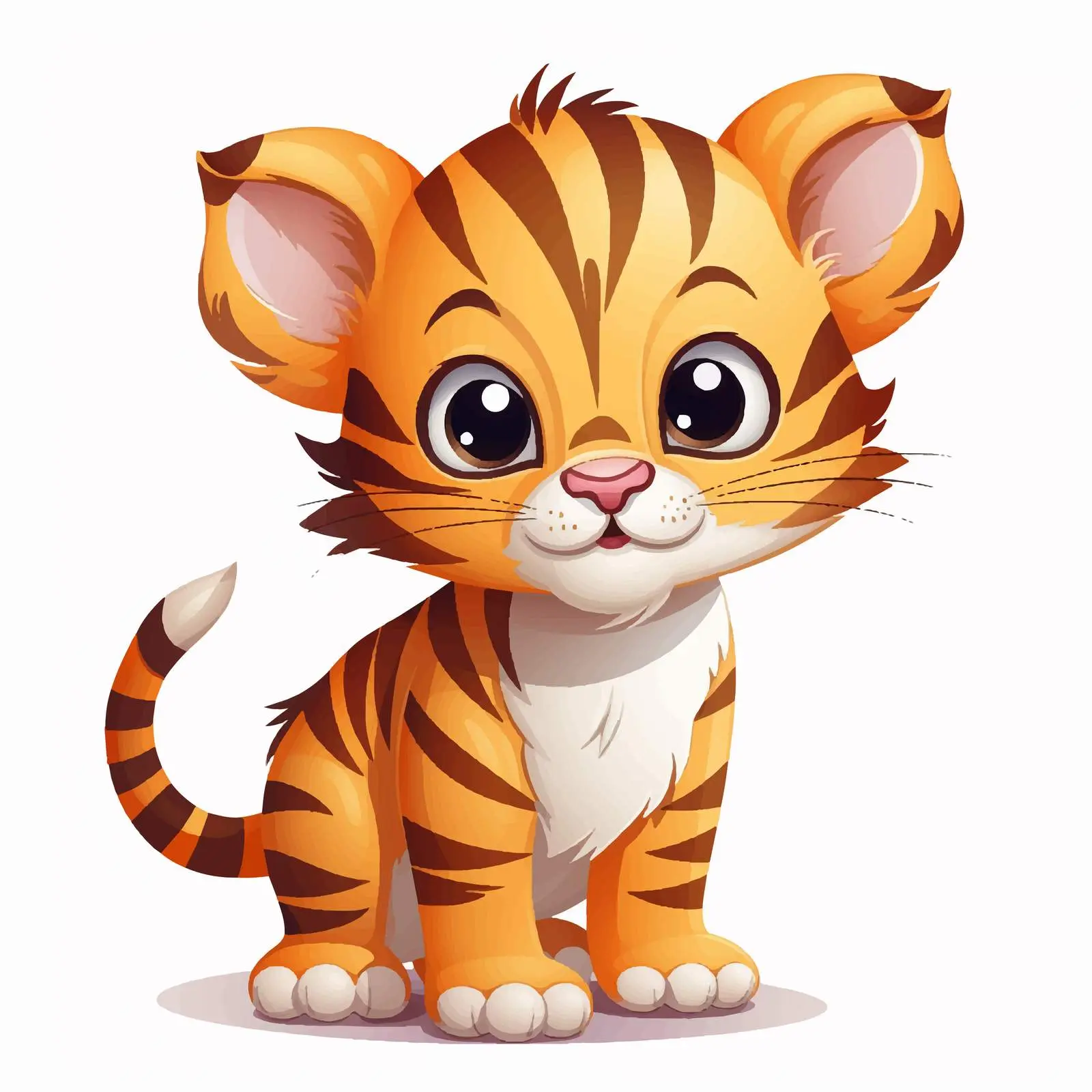 Cute Little Tiger Illustration on White Background – free cute tiger image from Dotvec