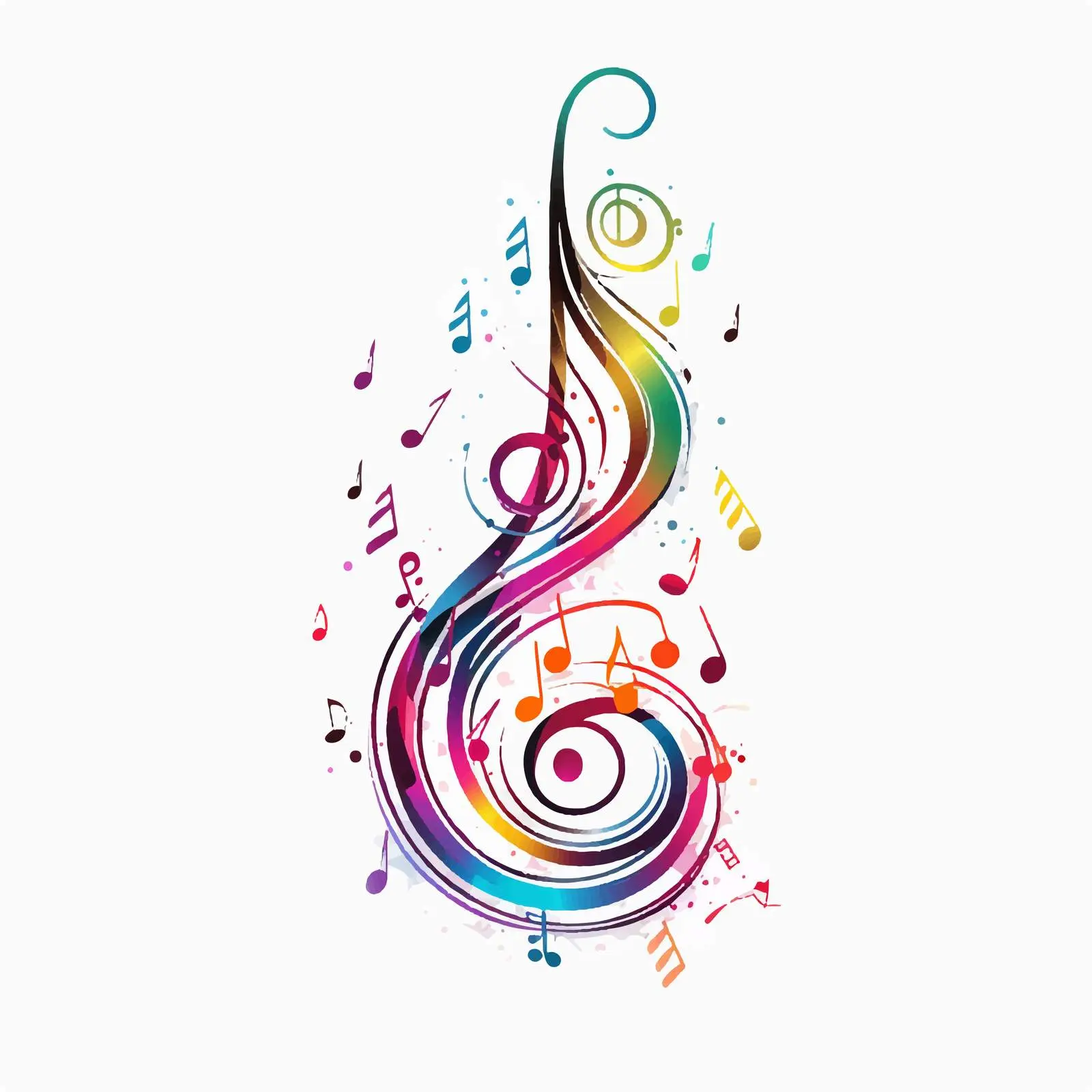 Musical Notes and G-Clef Illustration on White Background — free download from Dotvec