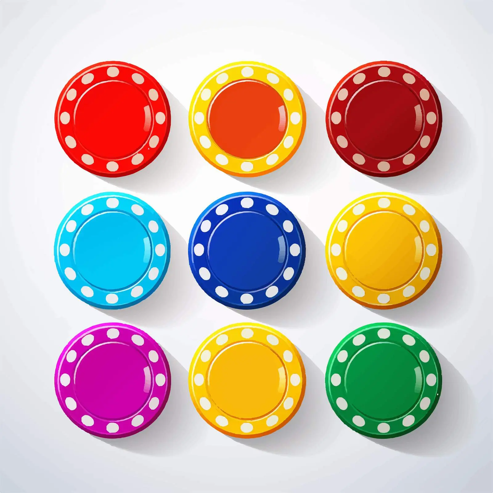 Colorful Poker Chips on White Background – free card game image from Dotvec
