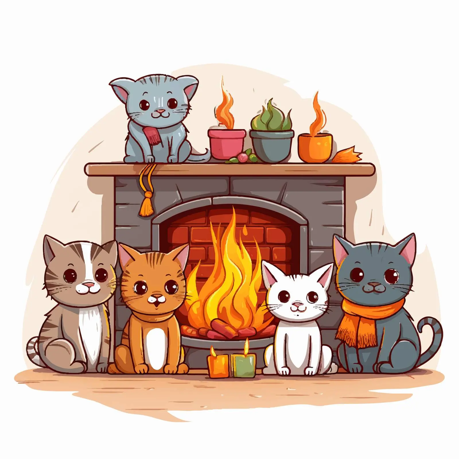 Pets Cozying Up by the Fireplace in Home — free download from Dotvec