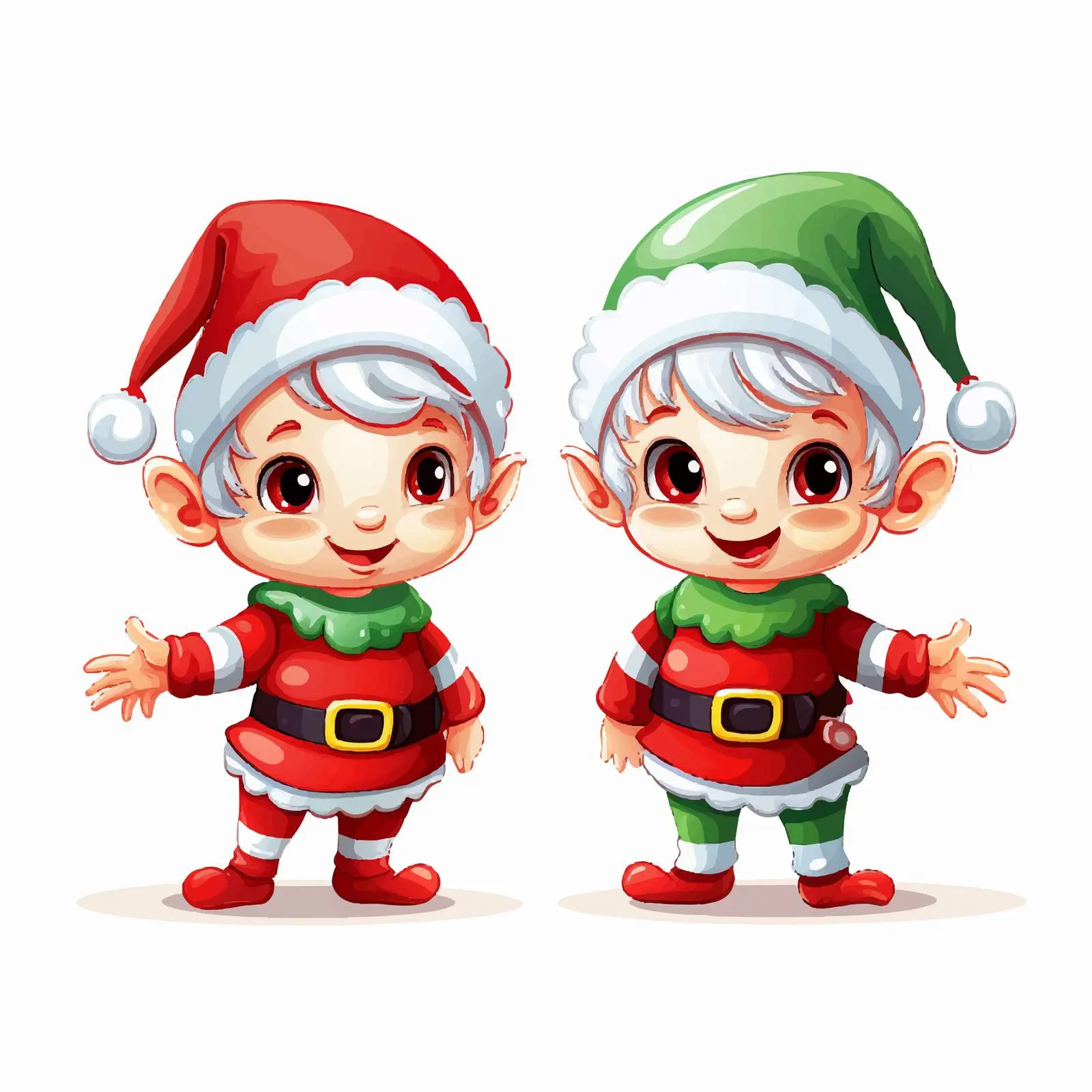 Playful Santa Elves Illustration on White Background — free download from Dotvec