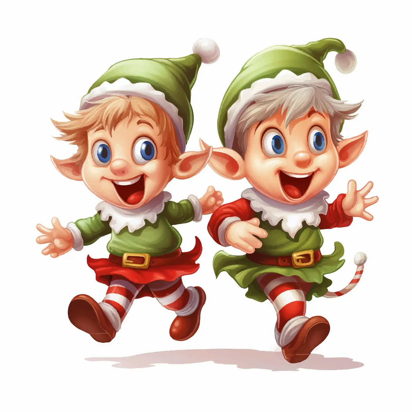 Playful Santa Elves Illustration on White Background — free download from Dotvec