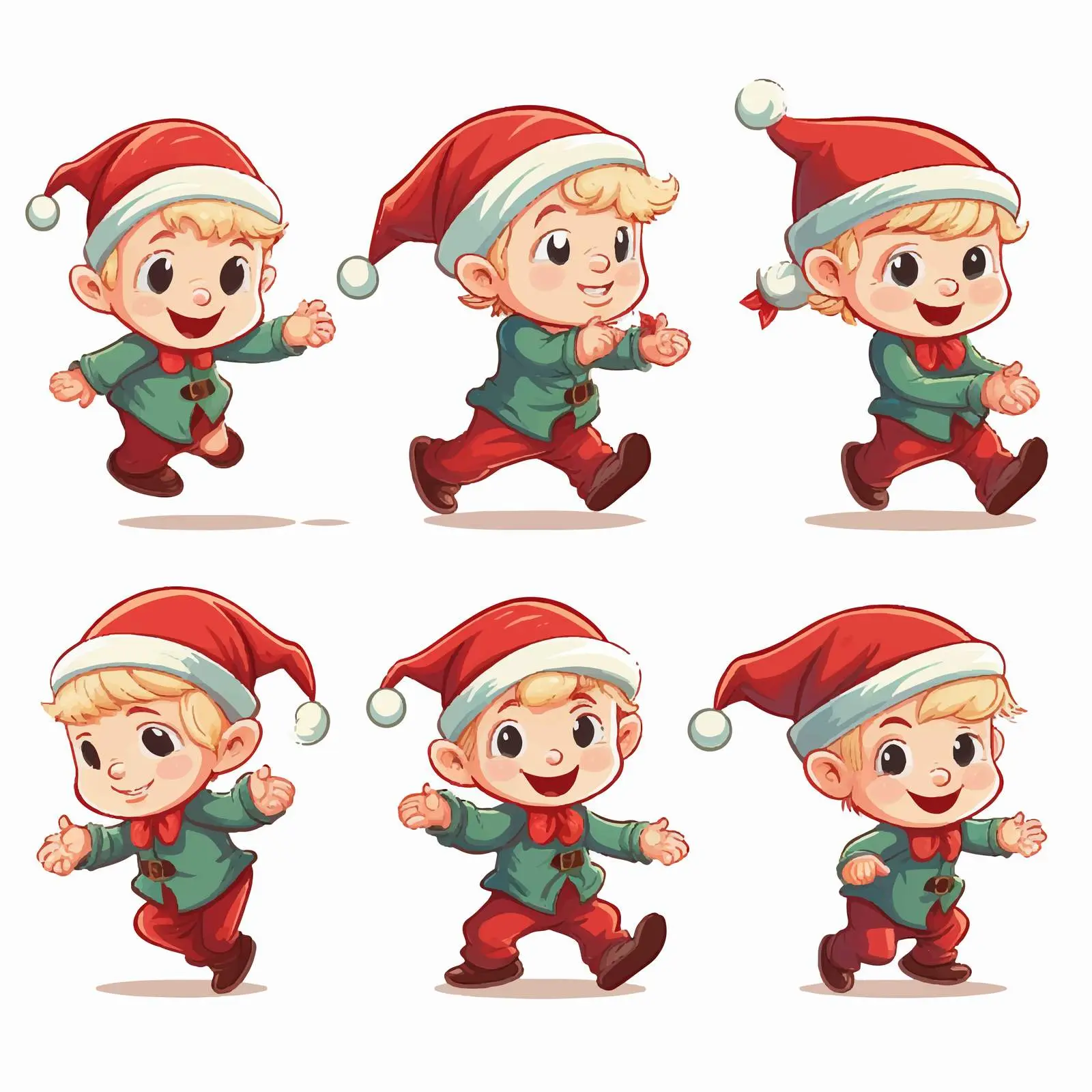 Playful Santa Elves Illustration on White Background — free download from Dotvec