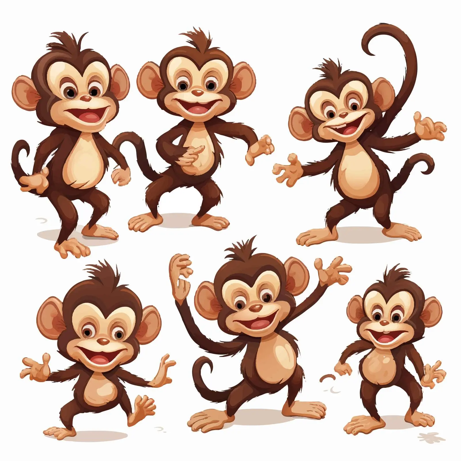 Playful Wild Monkeys Illustration on White Background – free funny monkeys image from Dotvec