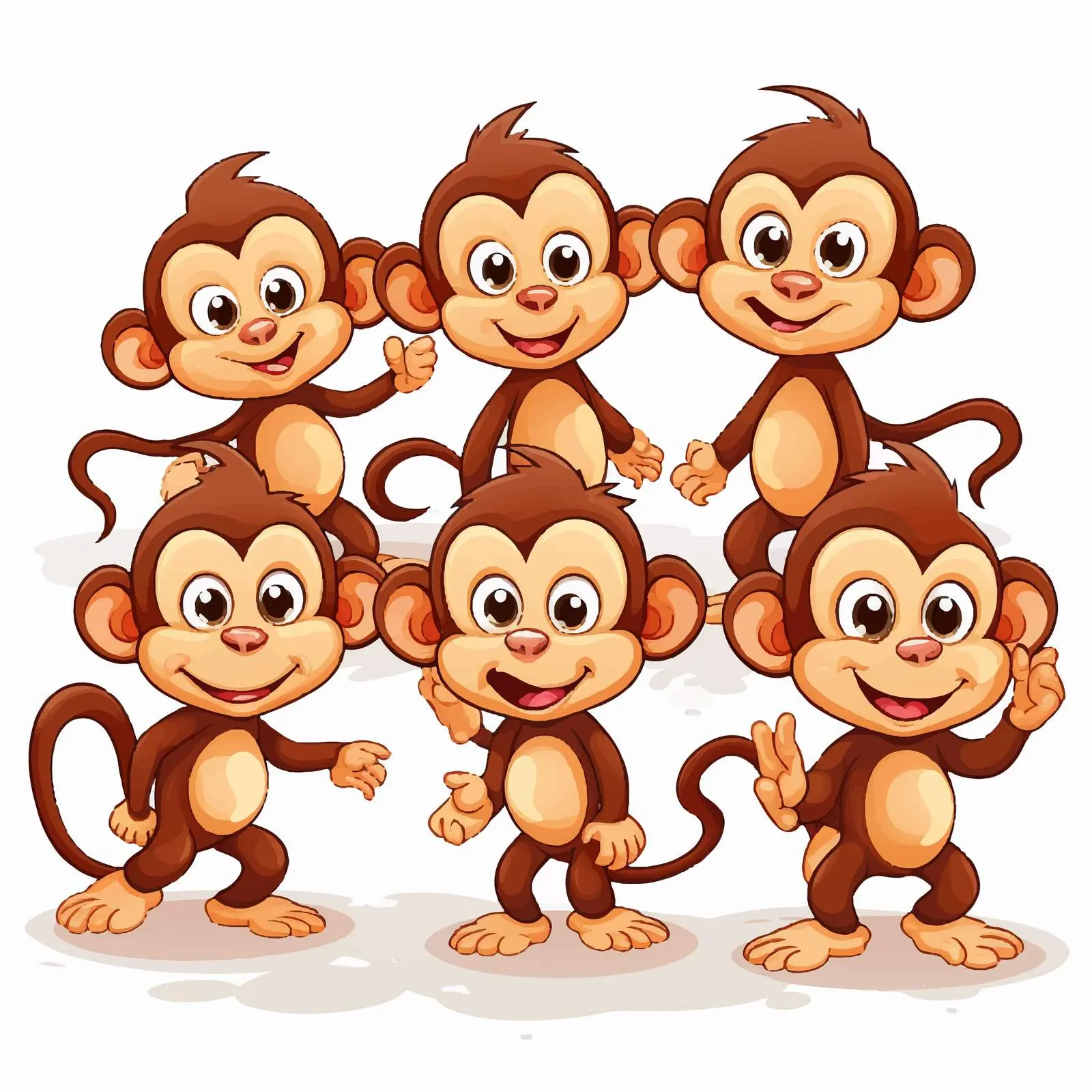 Playful Wild Monkeys Vector Illustration – free funny monkeys image from Dotvec