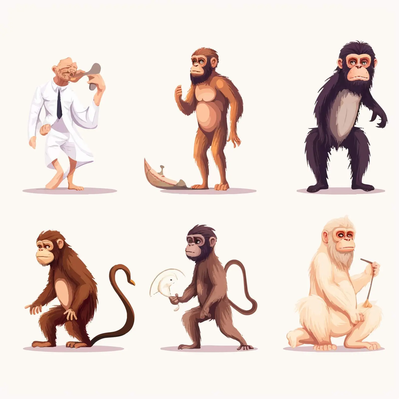 Cartoon Illustration of Evolutionary Process – free fossil image from Dotvec