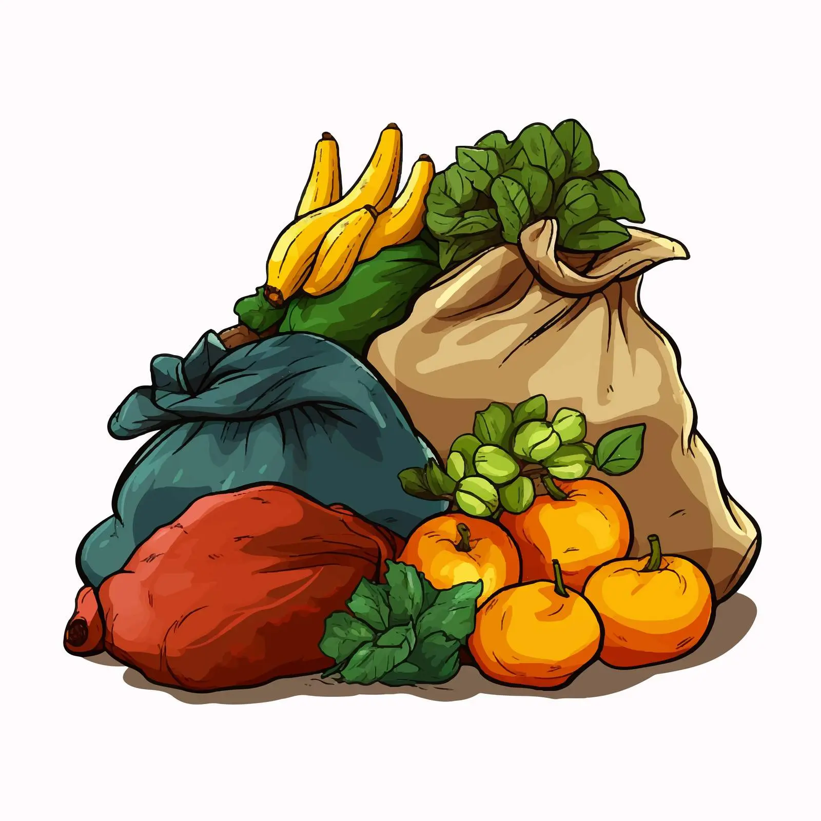 Sacks of Fruits and Crops Illustration — free download from Dotvec