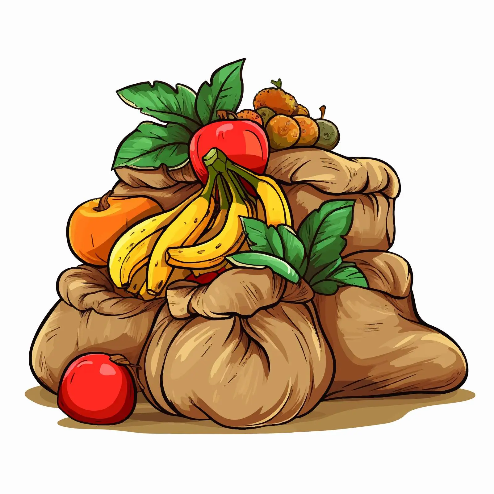 Sacks of Fruits and Crops Illustration — free download from Dotvec