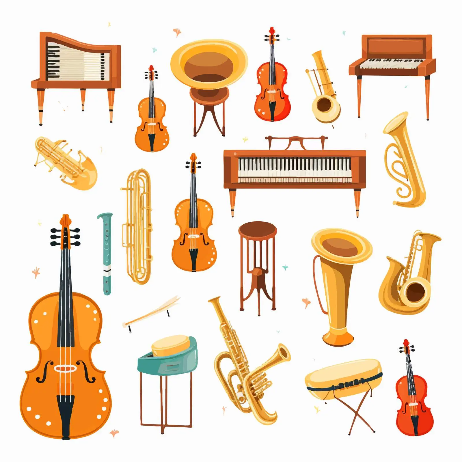 Set of Musical Instruments on White Background — free download from Dotvec