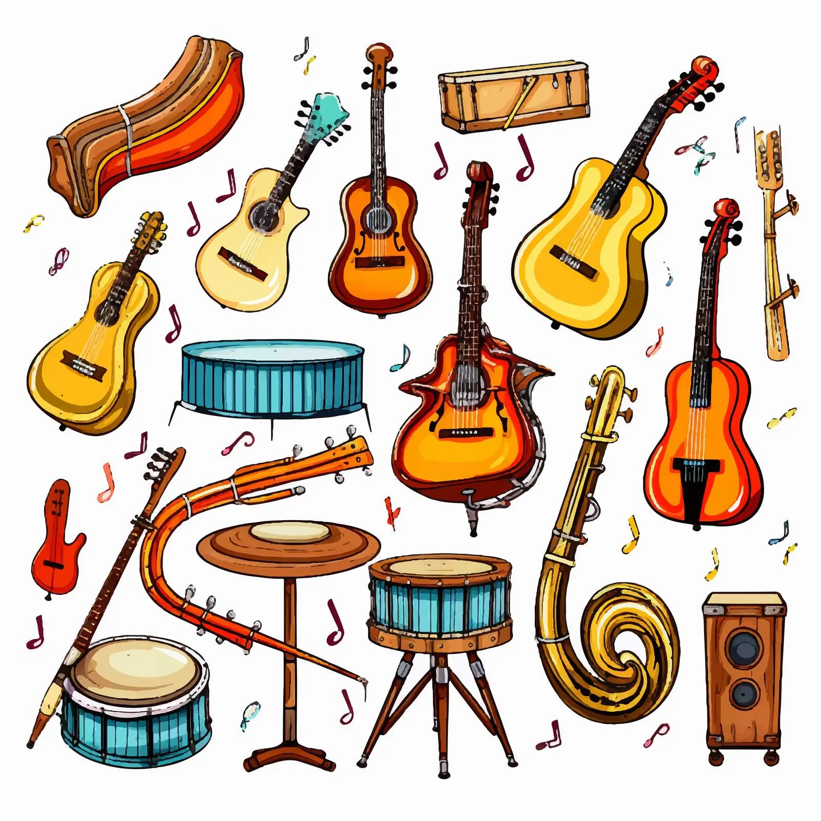 Vector Illustration of Musical Instruments Set — free download from Dotvec