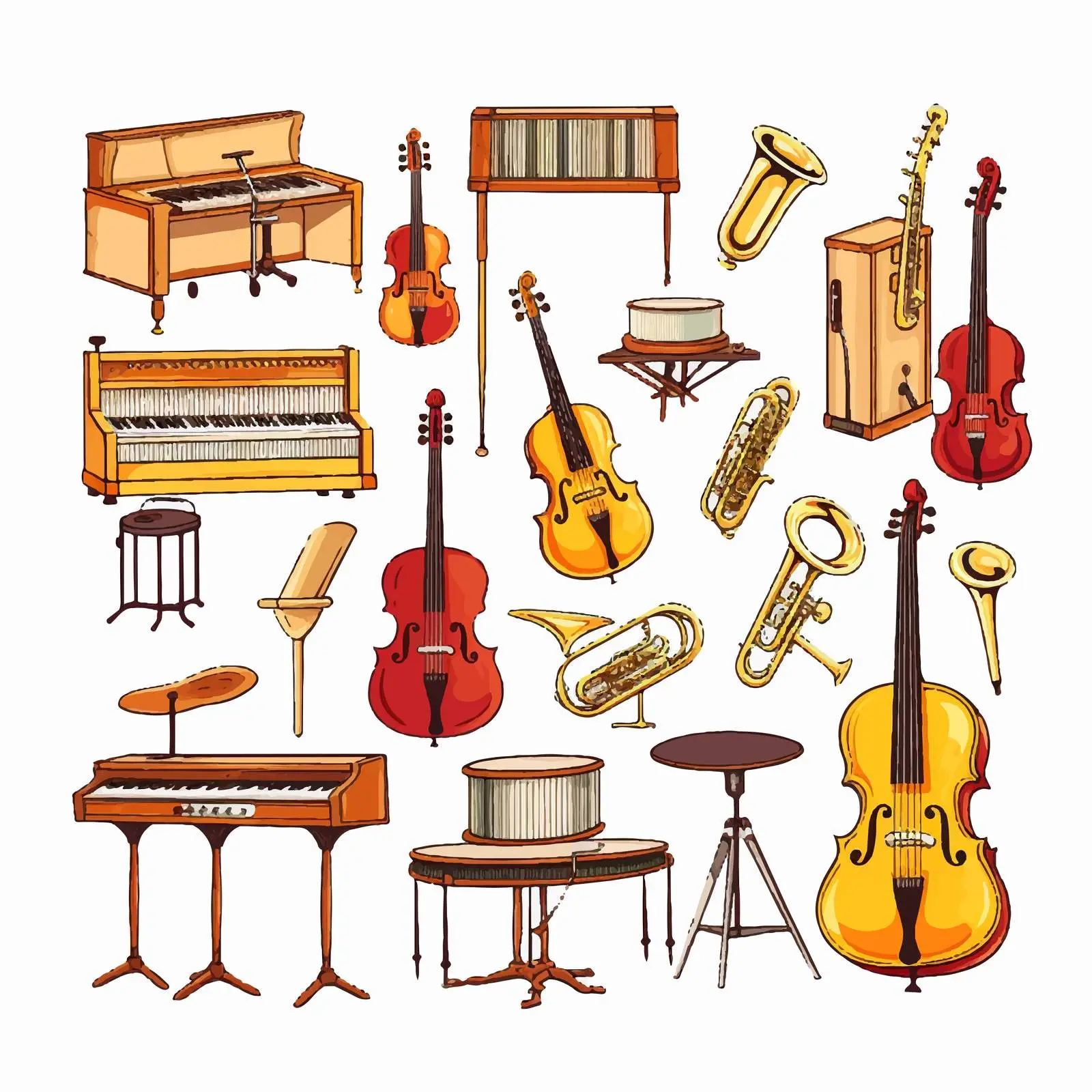 Set of Musical Instruments Illustration — free download from Dotvec