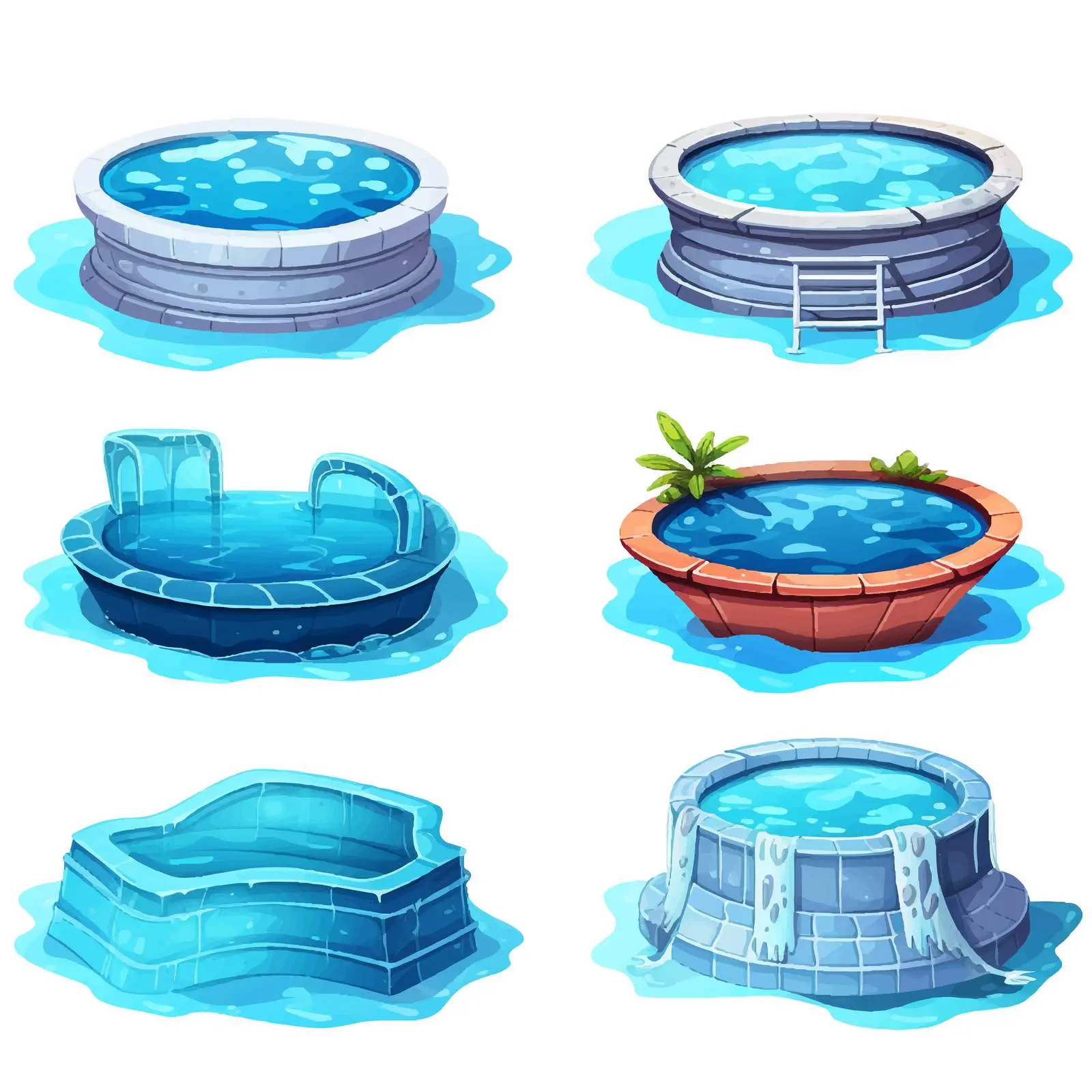 Colorful Pool Set on White Background — free download from Dotvec