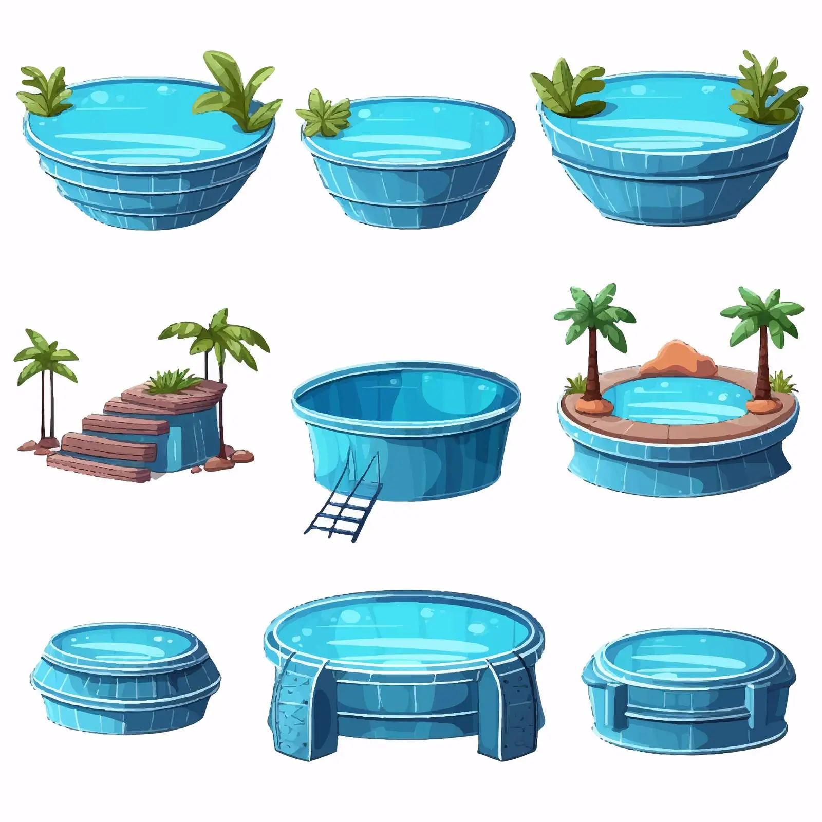 Set of Pools on White Background Vector — free download from Dotvec