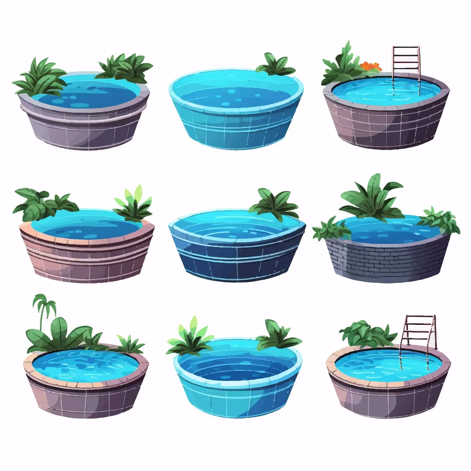 Set of Pools Illustration on White Background — free download from Dotvec