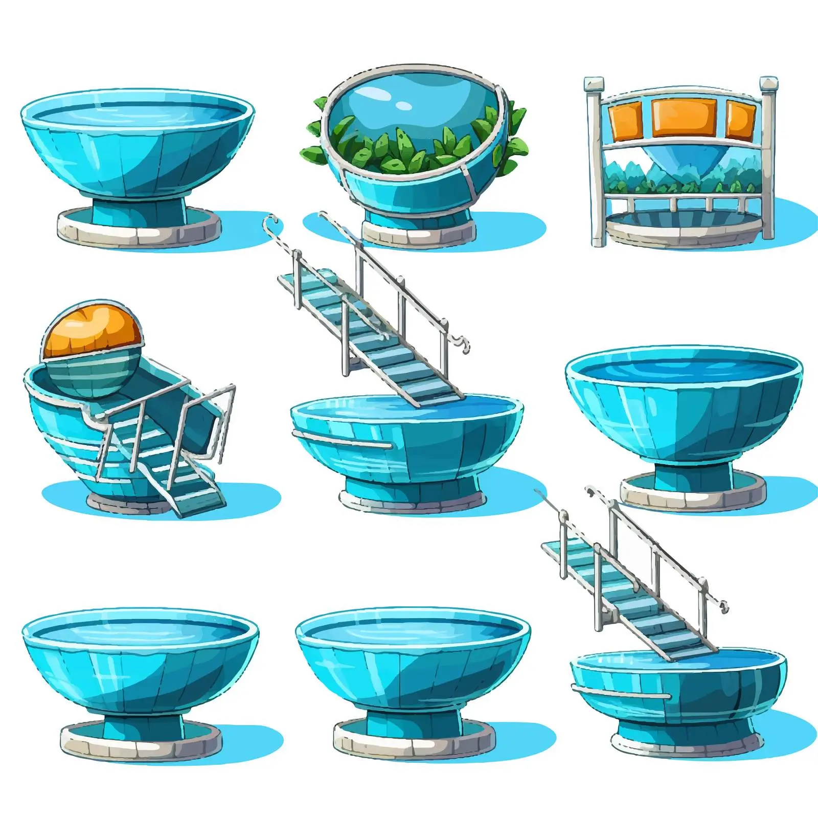 Set of Pools Illustration on White Background — free download from Dotvec