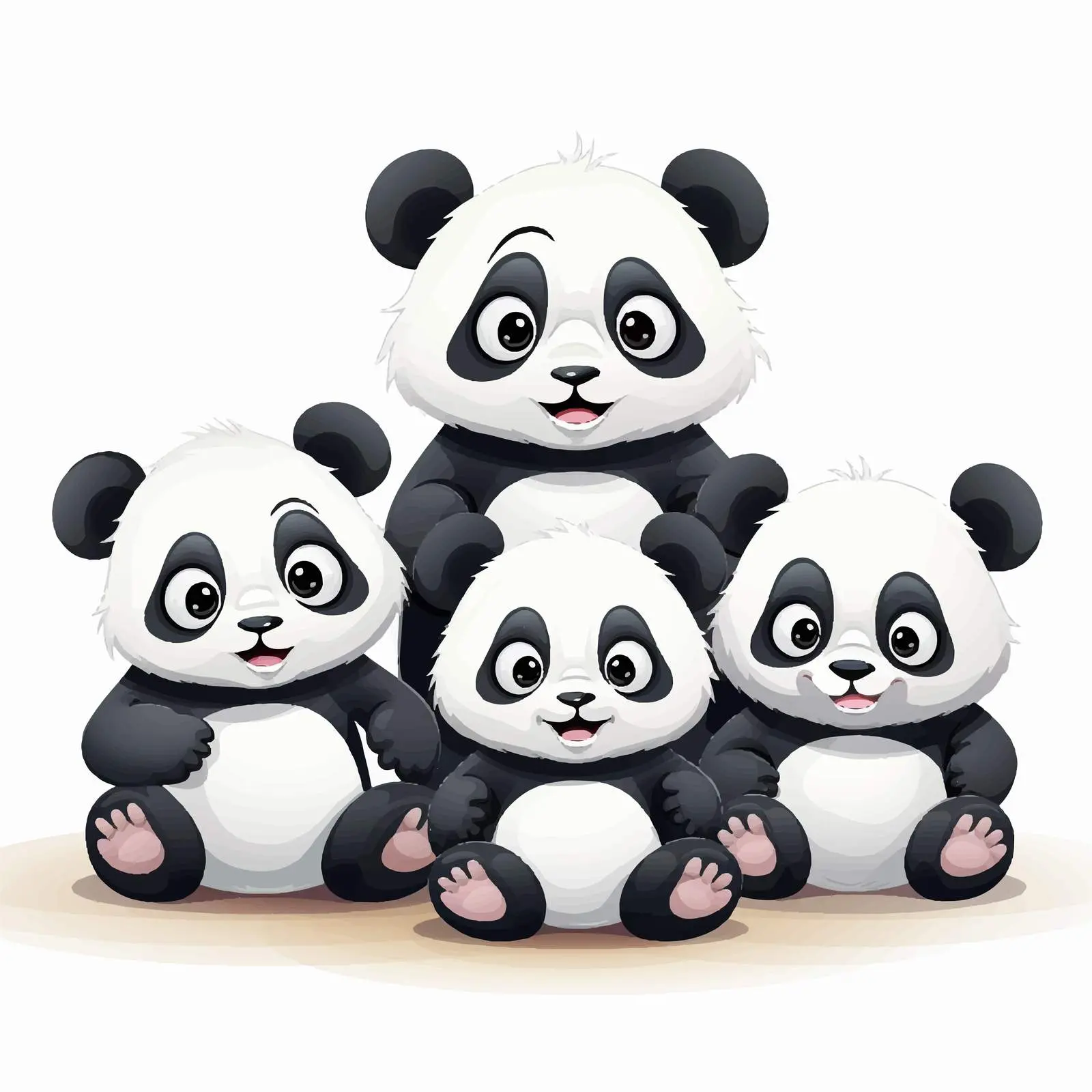 Seven Pandas Illustration on White Background – free panda bear image from Dotvec