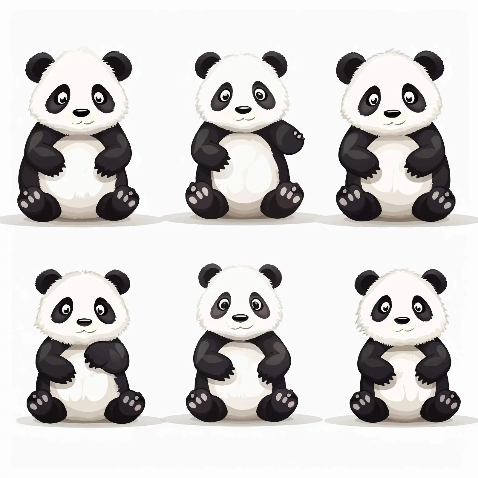 Seven Pandas Illustration on White Background — free download from Dotvec