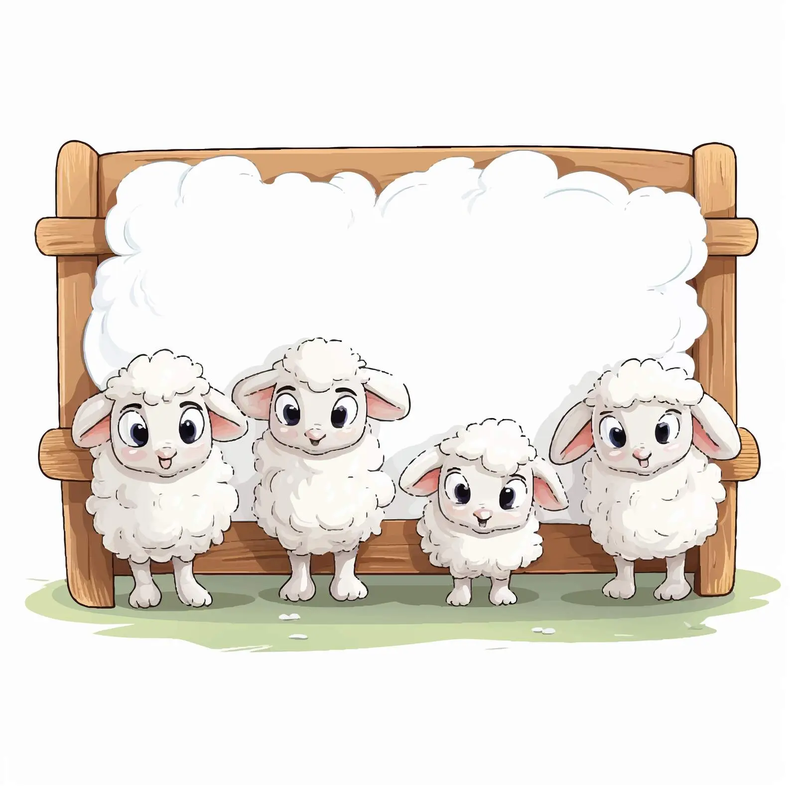 Sheep and Lambs Vector Illustration with Empty Boards — free download from Dotvec